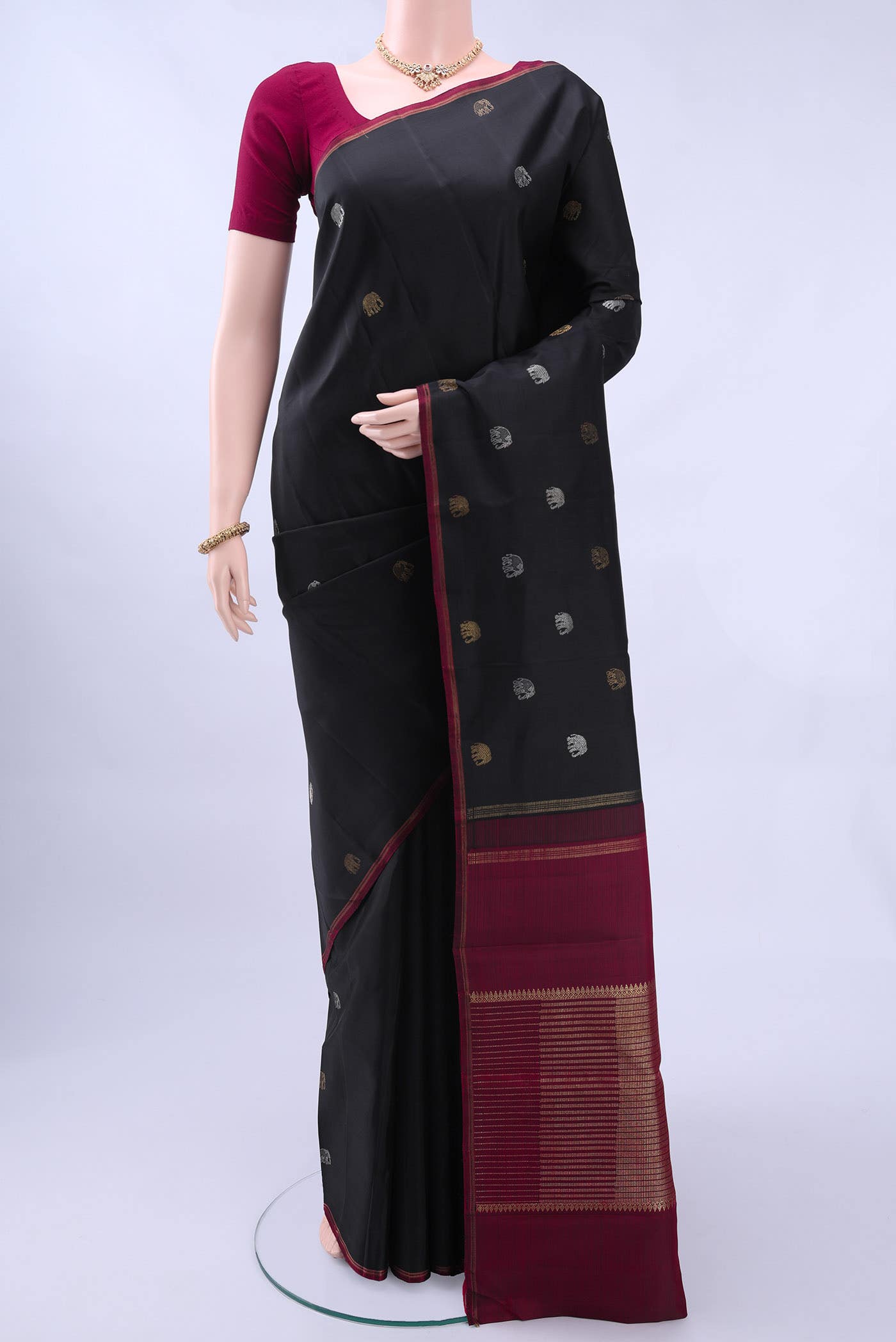 Black Kanchipuram Silk Saree