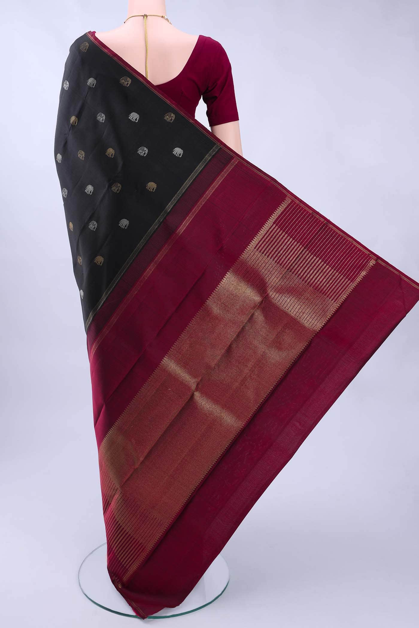 Black Kanchipuram Silk Saree