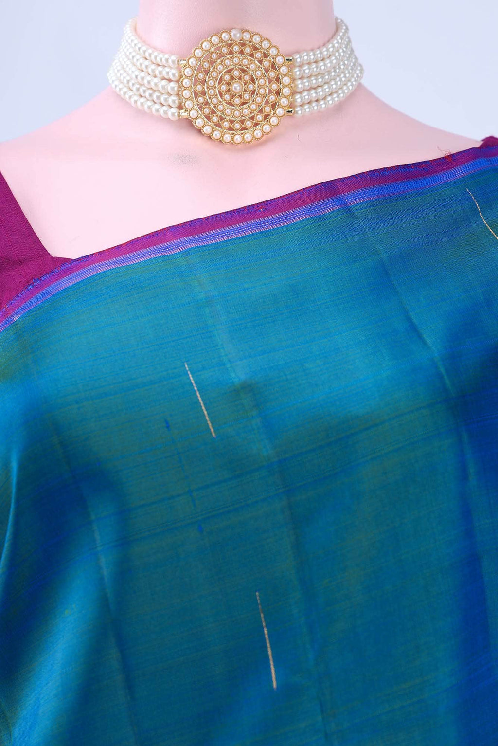 Peacock Blue Kanchipuram Silk Saree