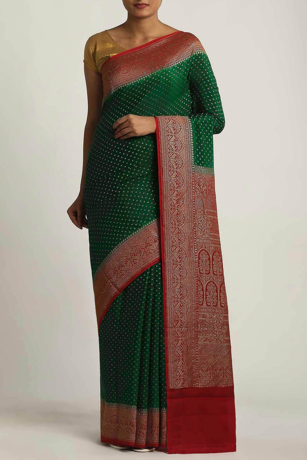 Green Banarasi Georgette Saree