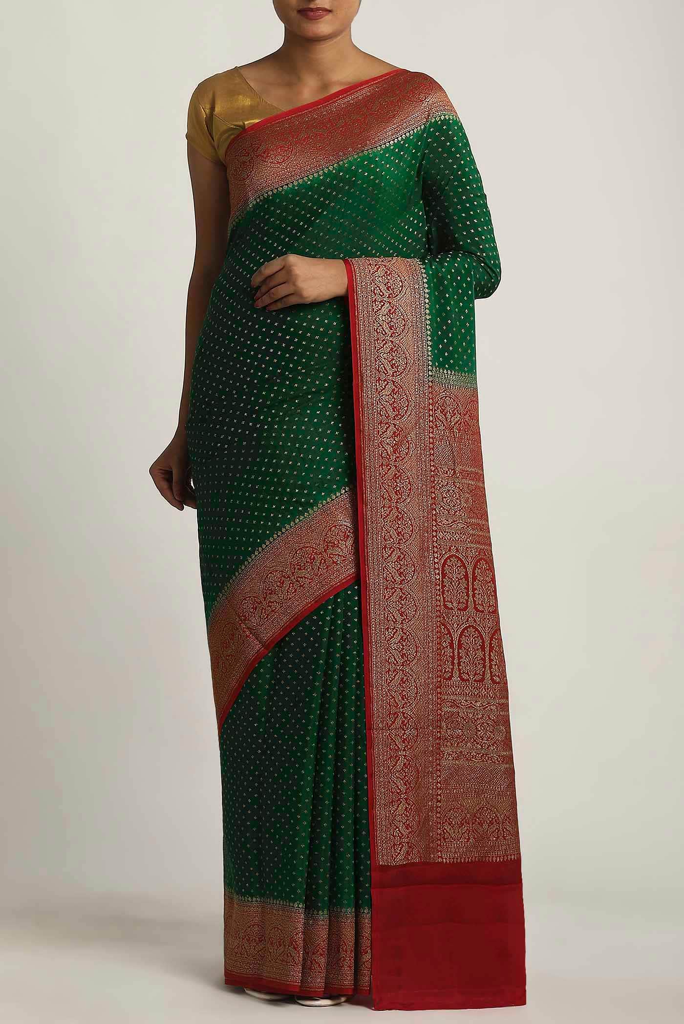 Green Banarasi Georgette Saree