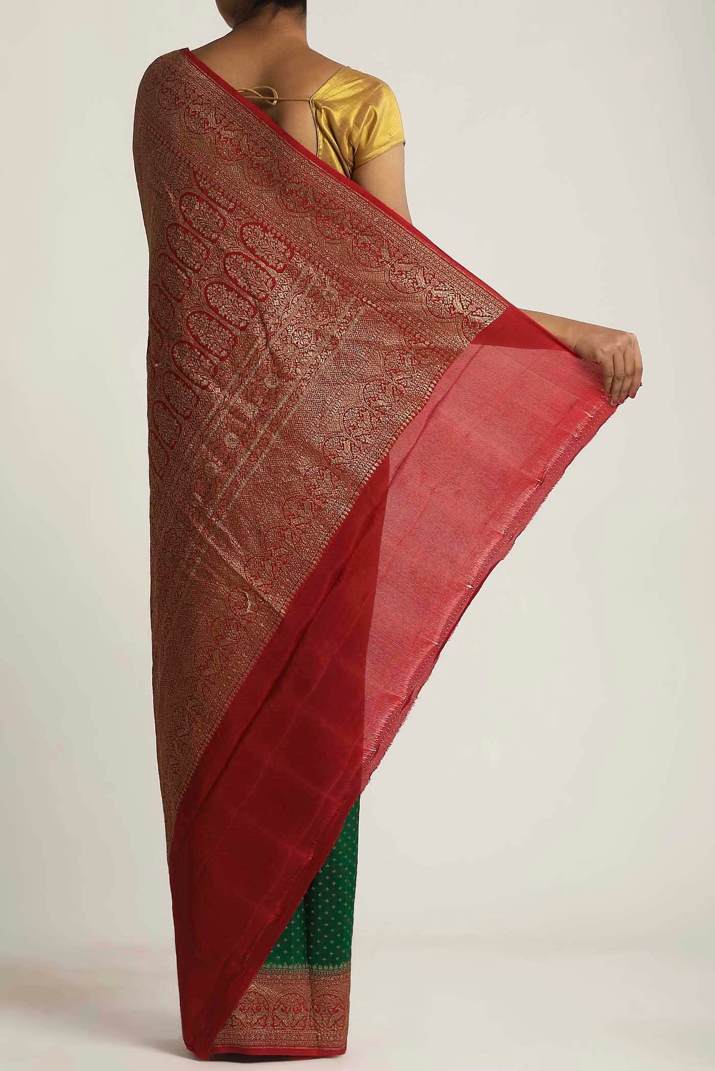 Green Banarasi Georgette Saree