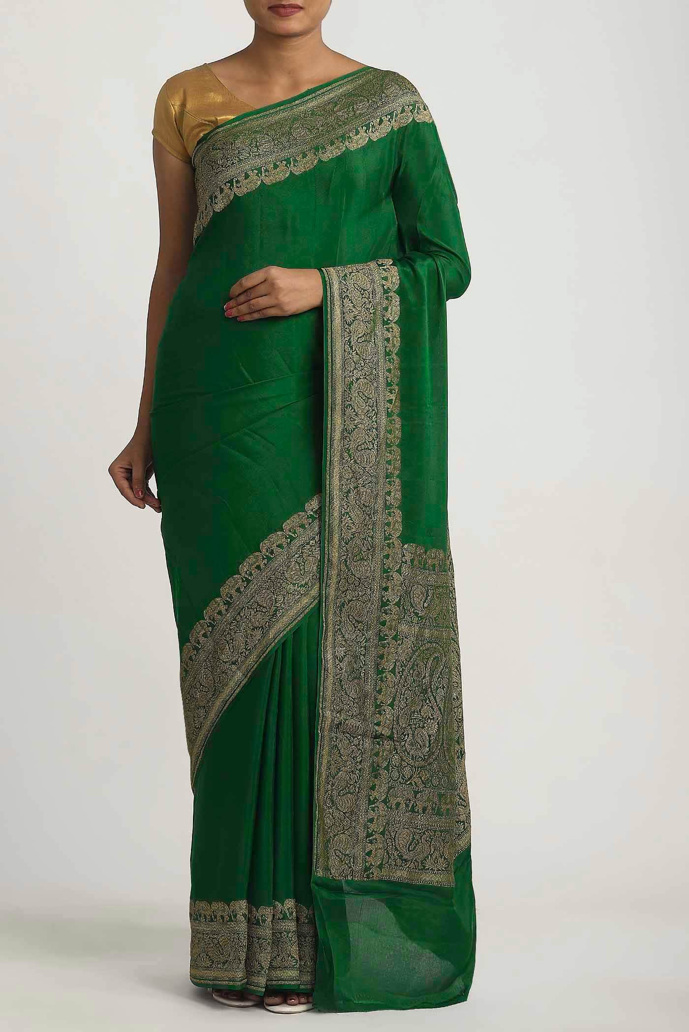 Green Banarasi Georgette Saree