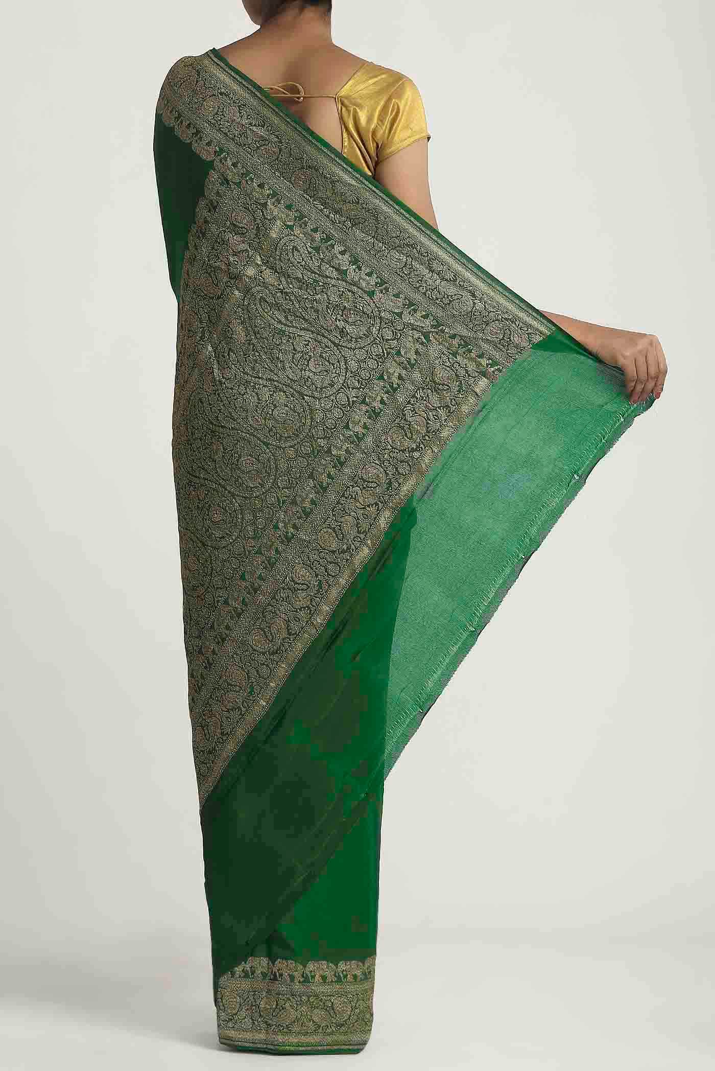 Green Banarasi Georgette Saree