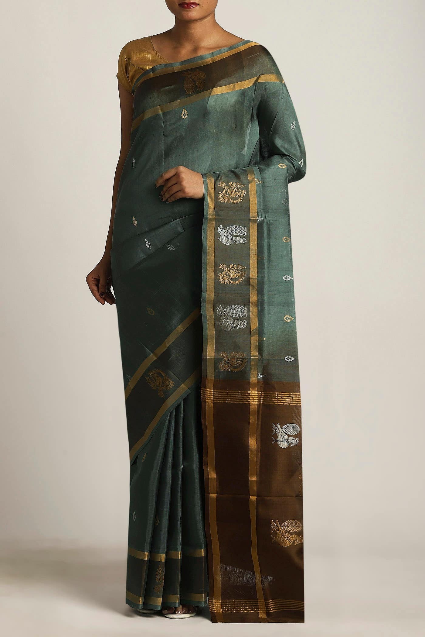 Sage Green Uppada Silk Saree