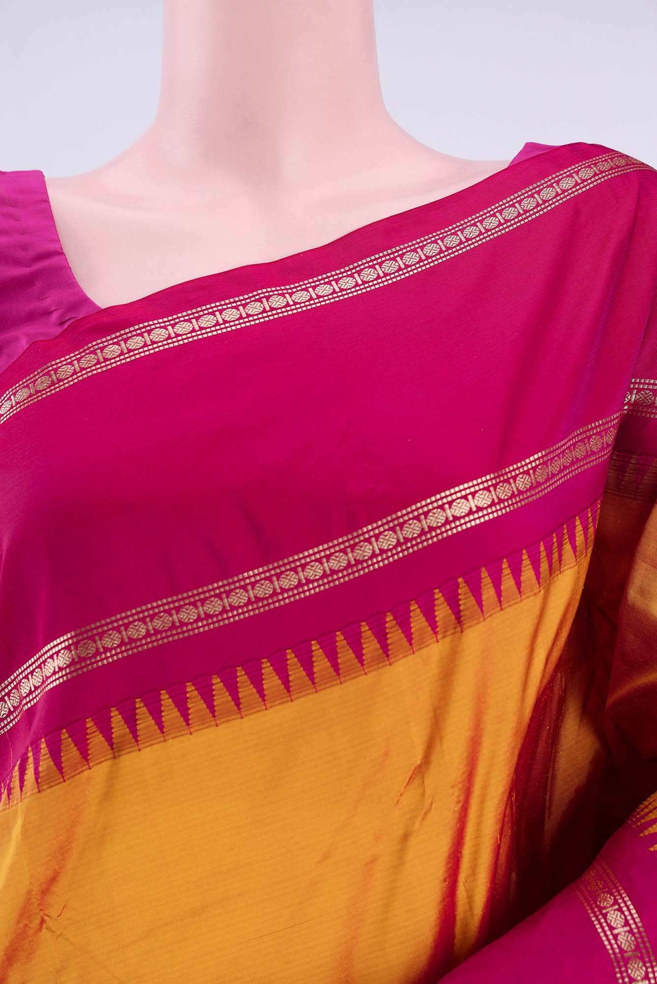 Yellow Bangalore Silk Saree