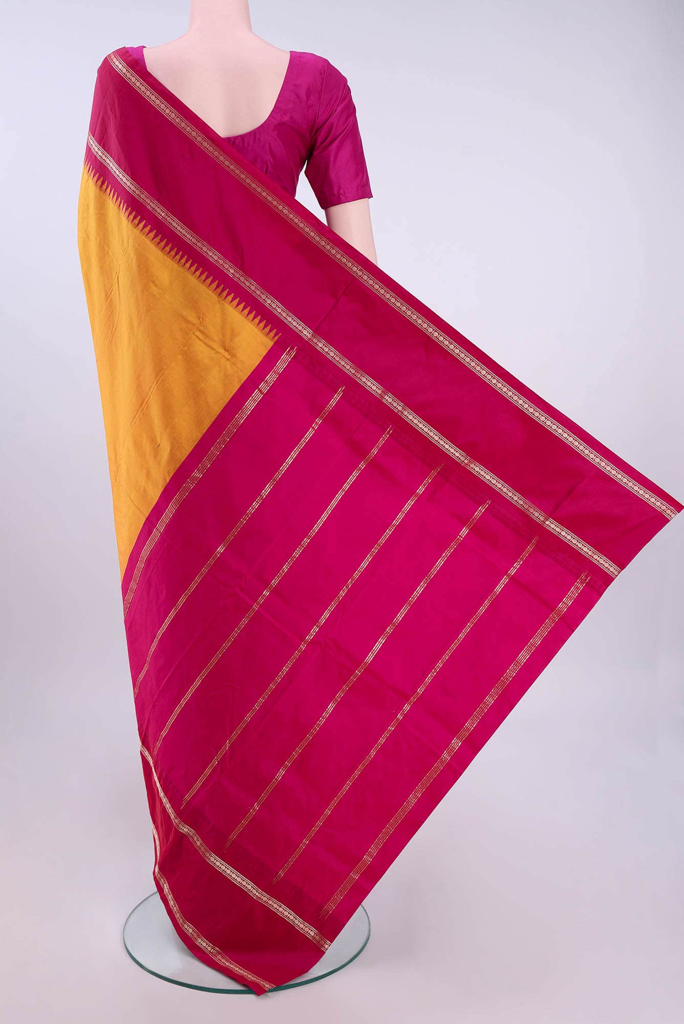 Yellow Bangalore Silk Saree
