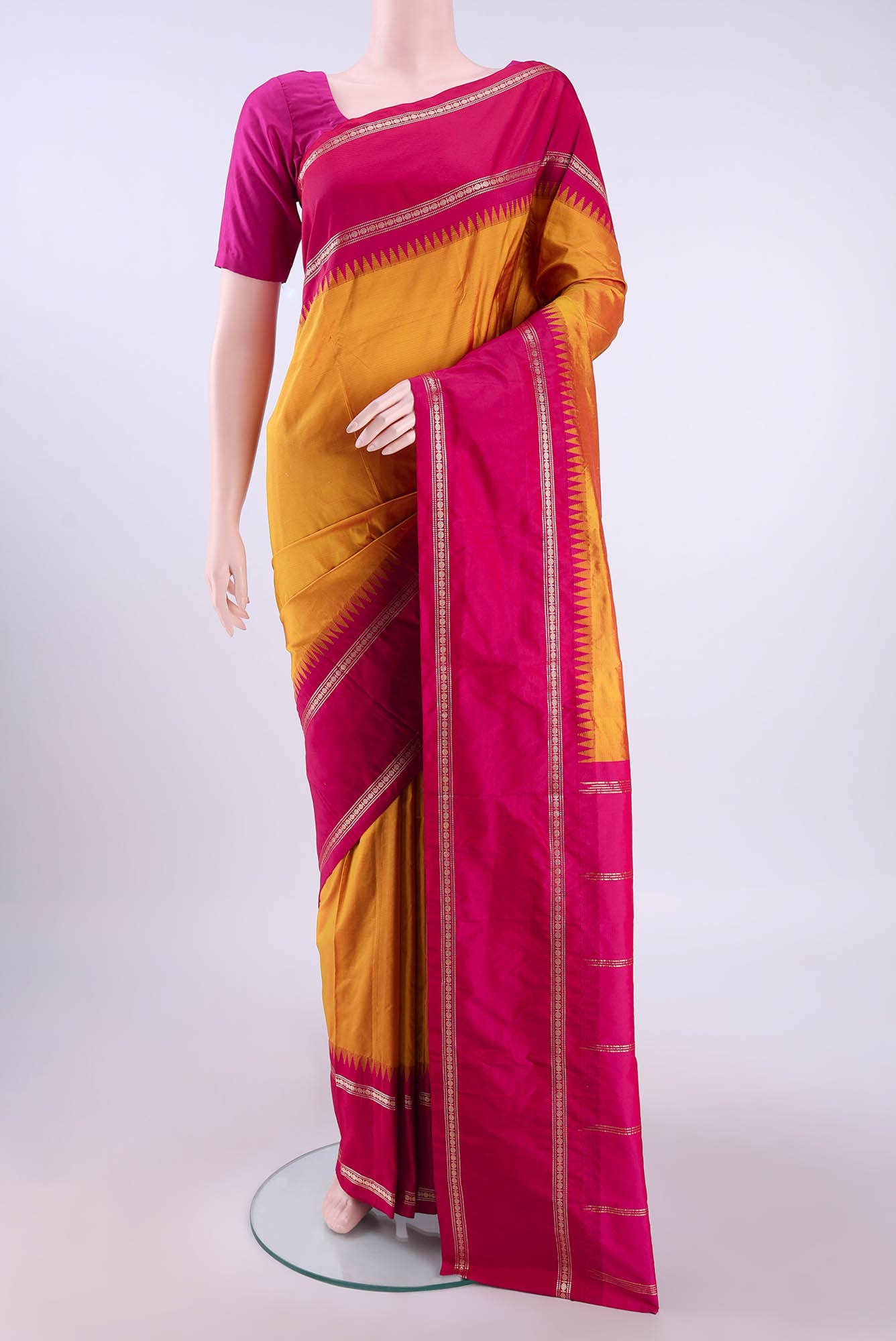 Yellow Bangalore Silk Saree