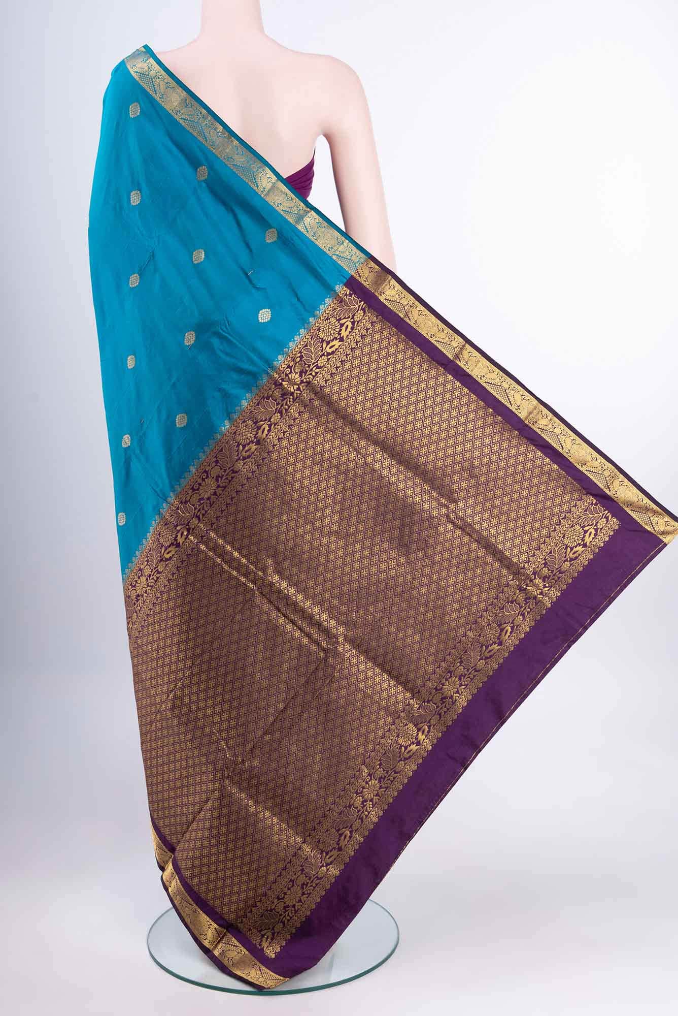 Blue Blended Bangalore Silk Saree