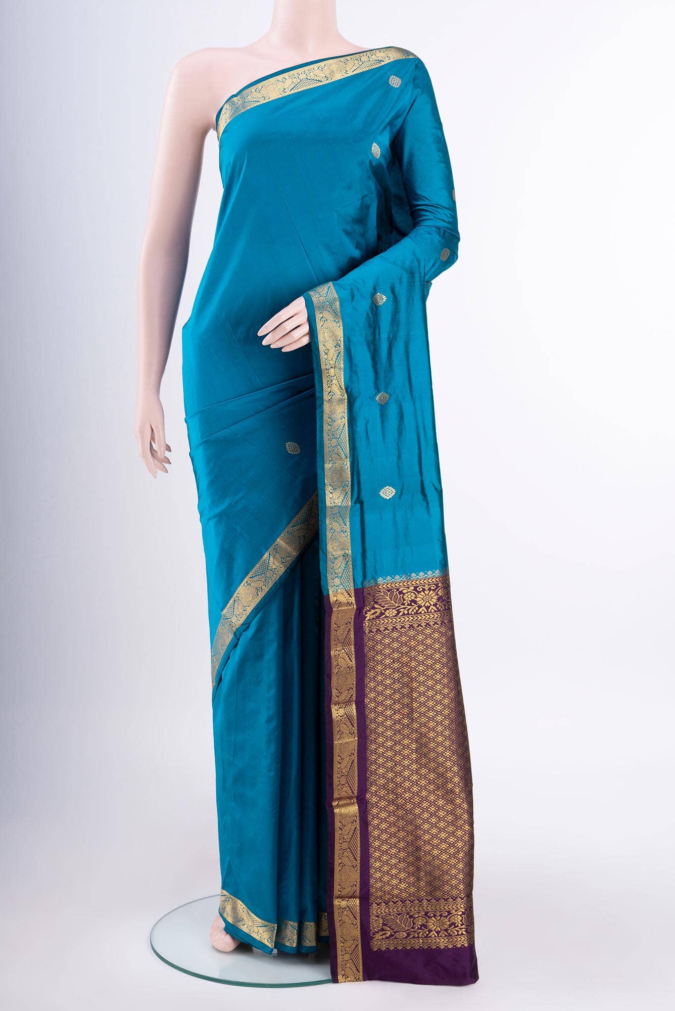 Blue Blended Bangalore Silk Saree