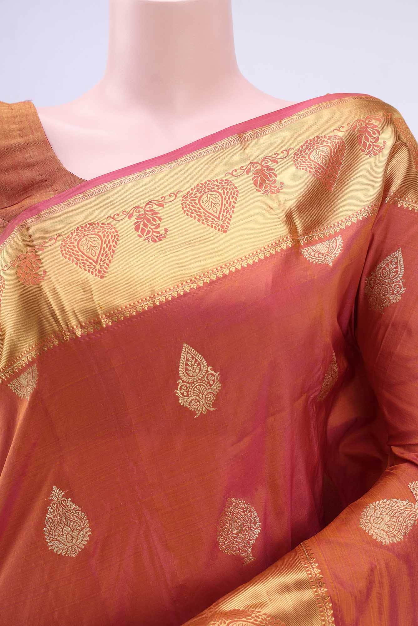 Golden Peach Bangalore Silk Saree