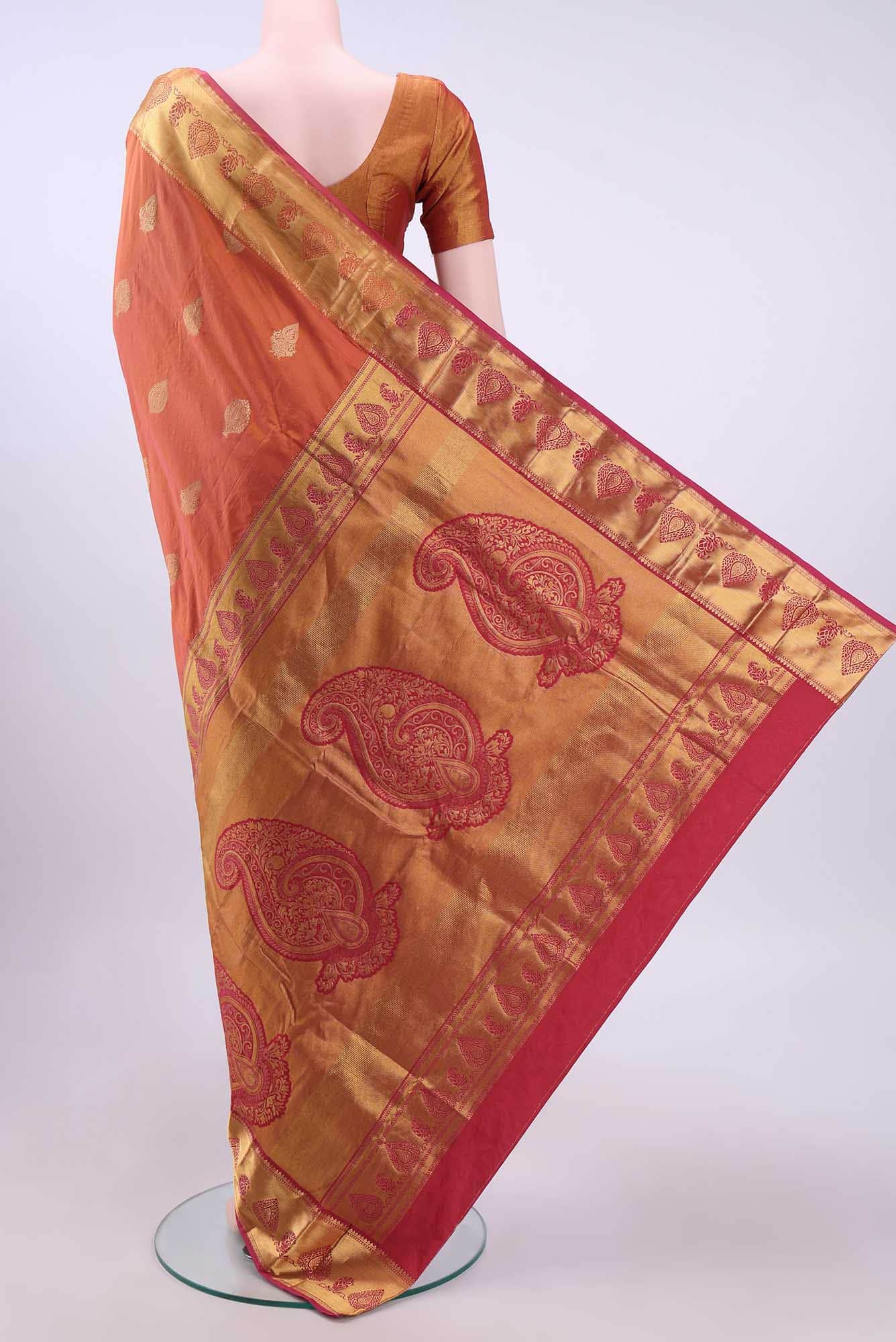 Golden Peach Bangalore Silk Saree