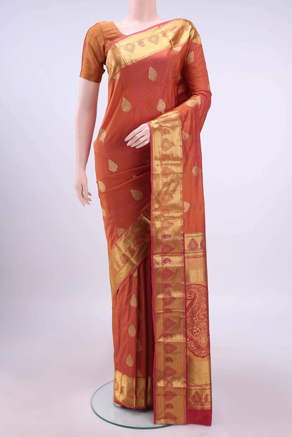 Golden Peach Bangalore Silk Saree