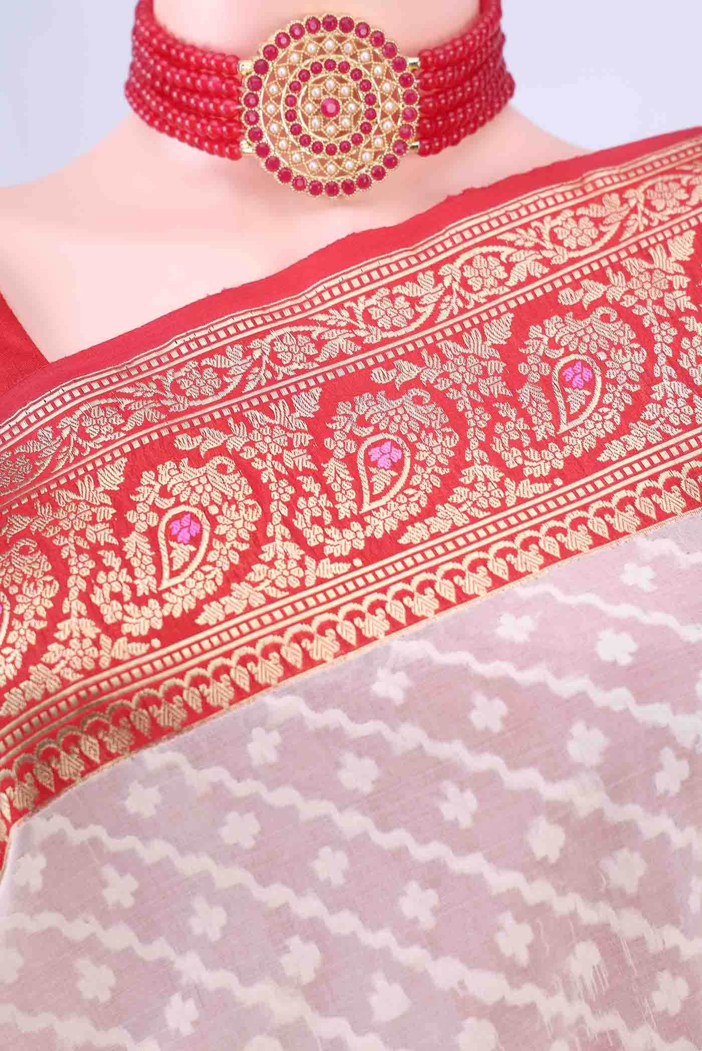 White Kora Silk Saree