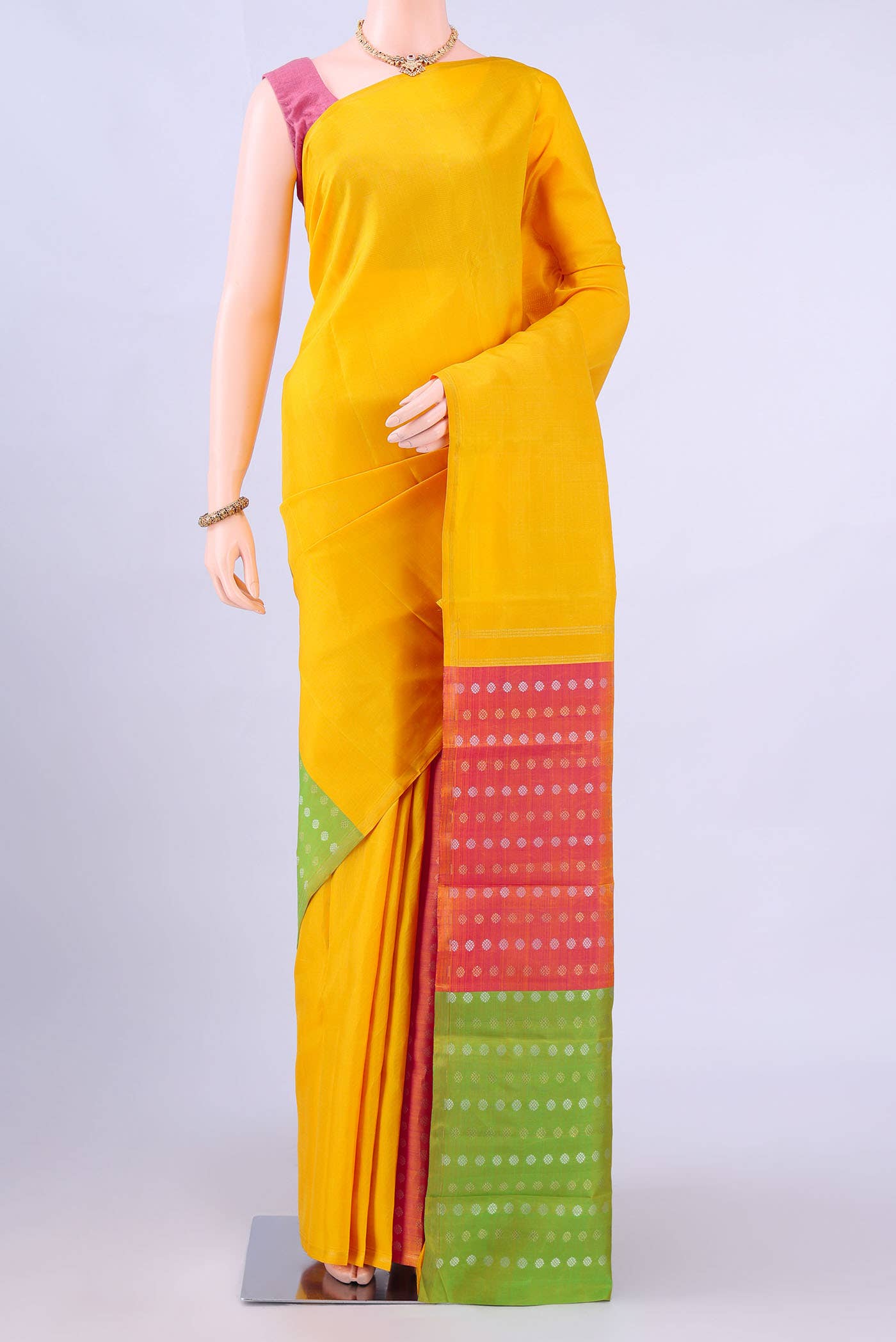 Yellow Kanchipuram Silk Saree