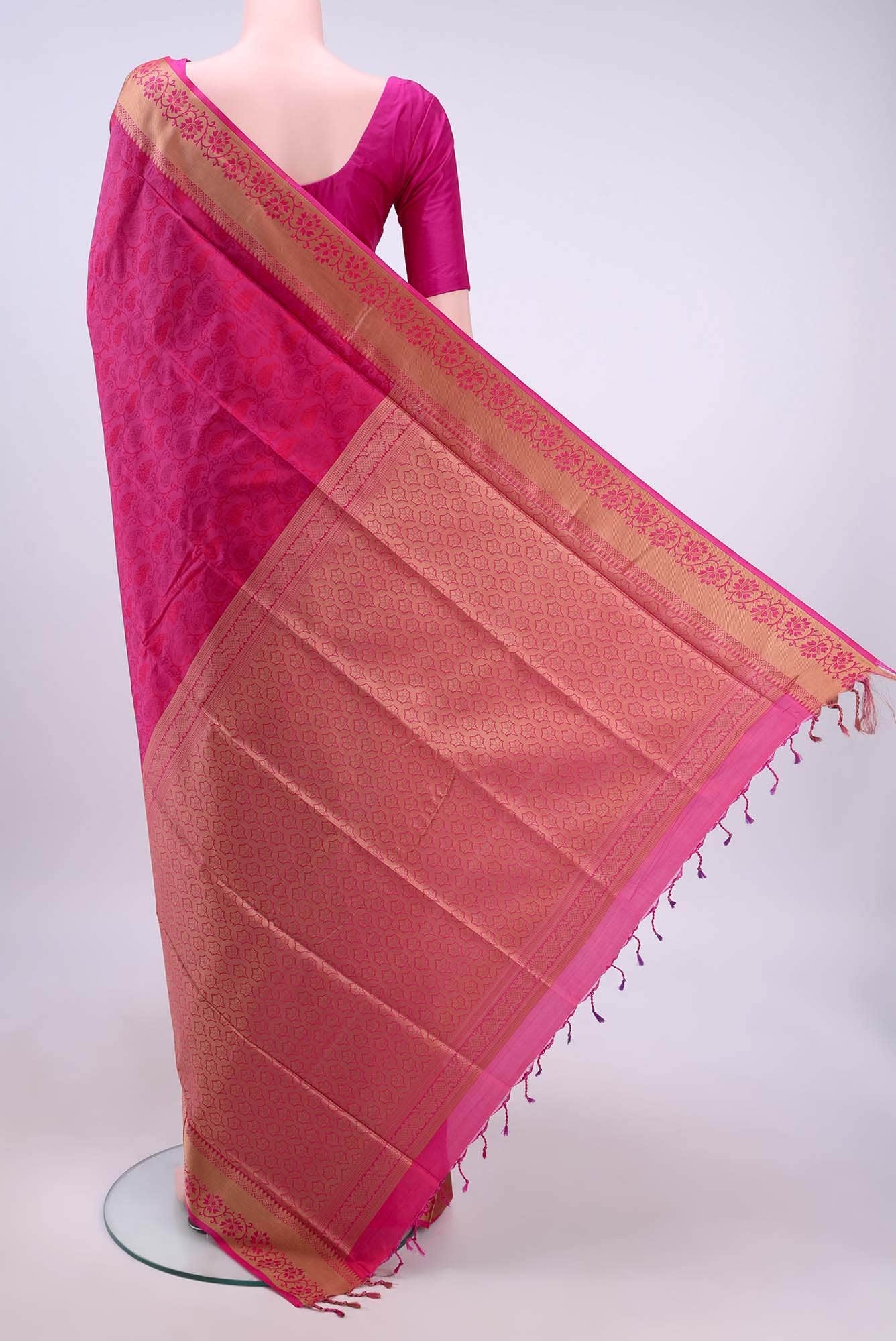 Dark Pink Coimbatore Silk Cotton Saree