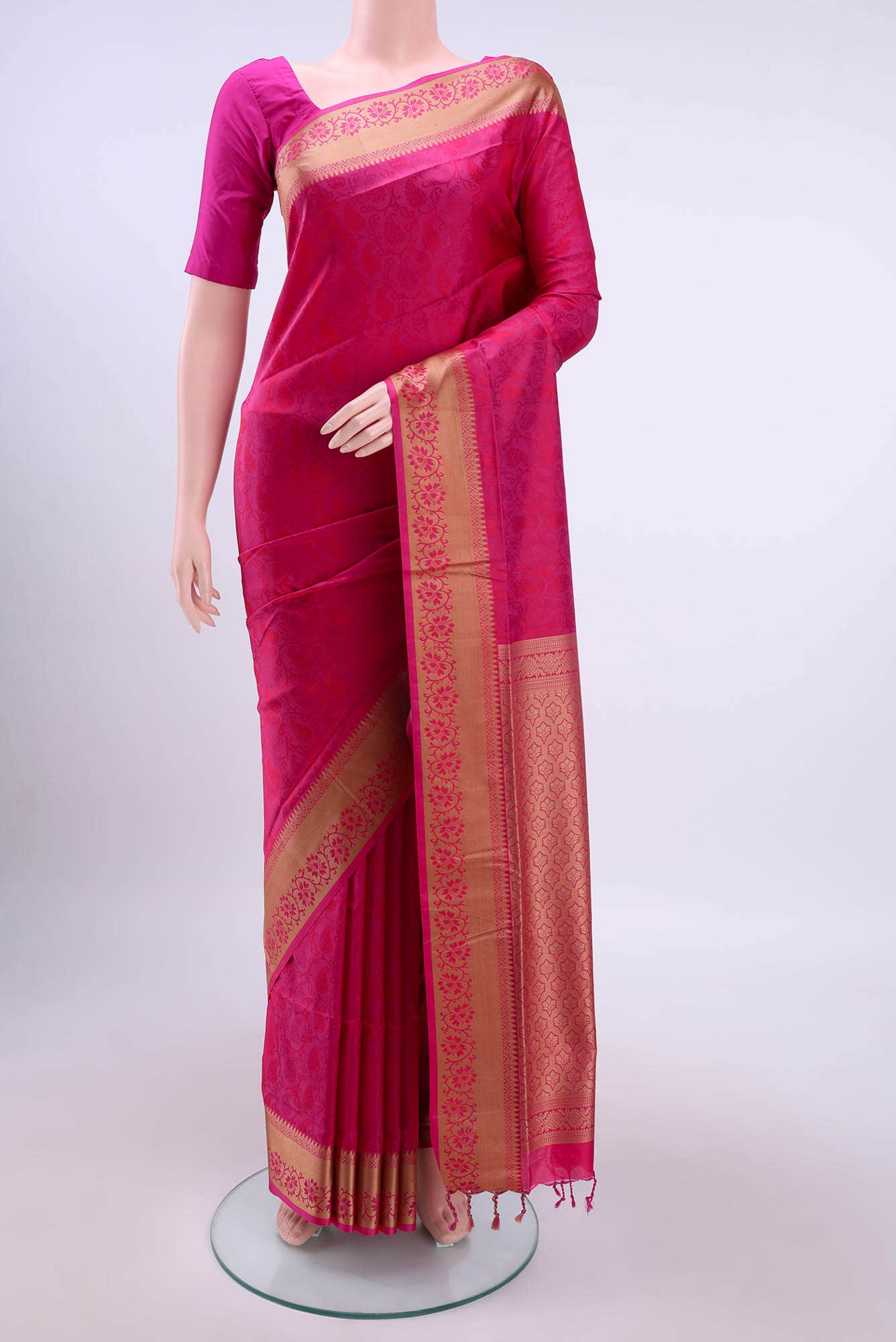 Dark Pink Coimbatore Silk Cotton Saree