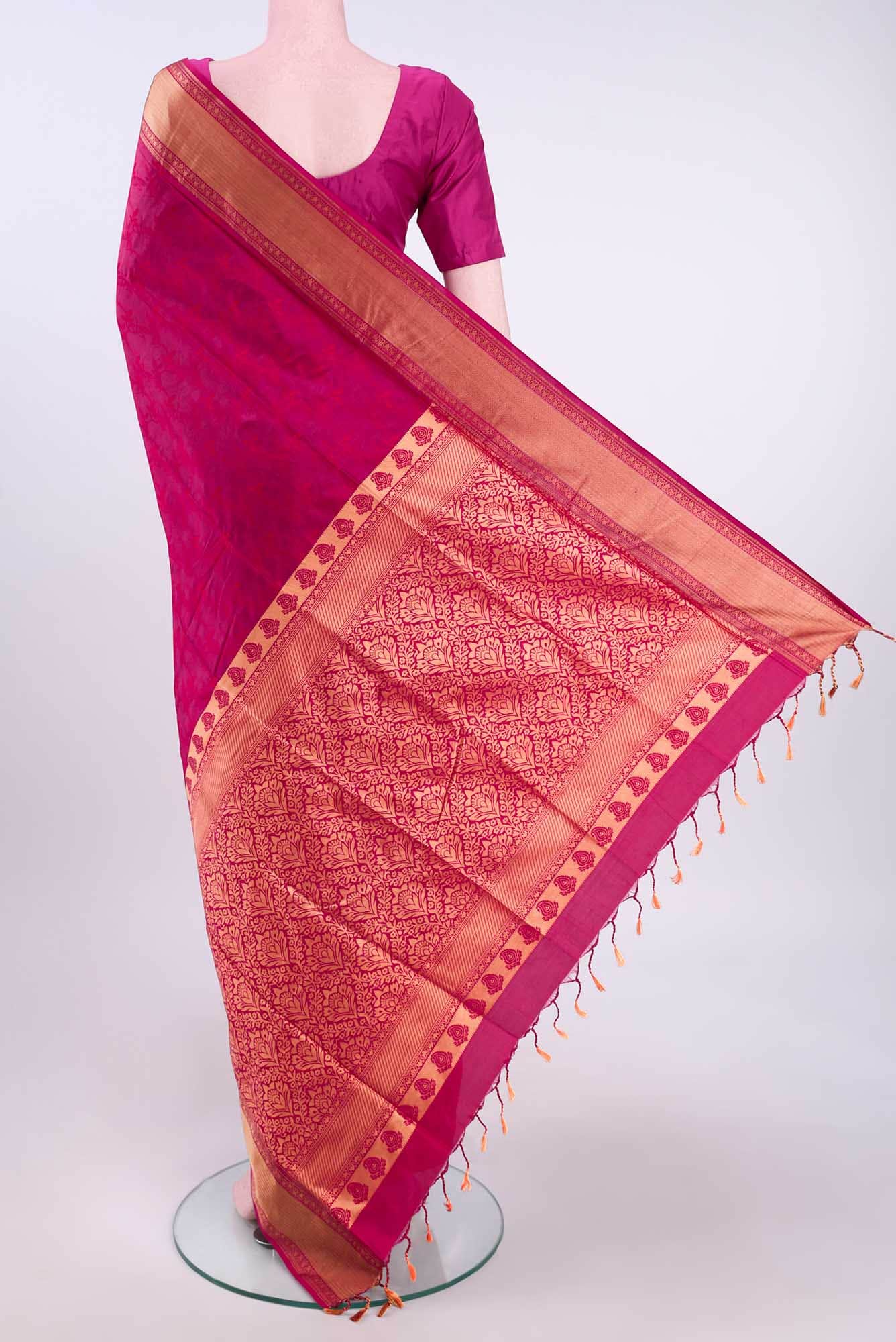 Dark Pink Coimbatore Silk Cotton Saree