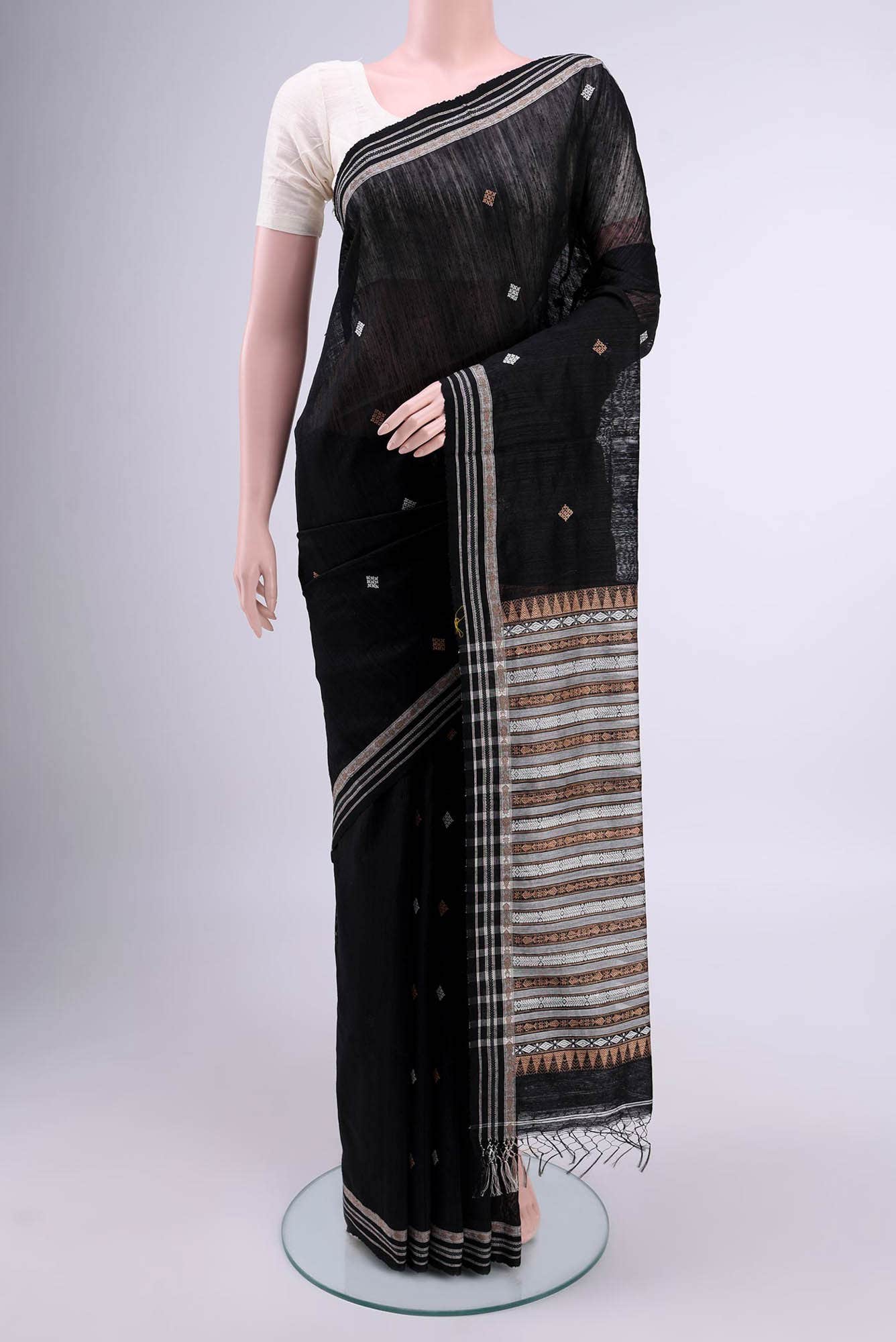 Black Tussar Silk Saree