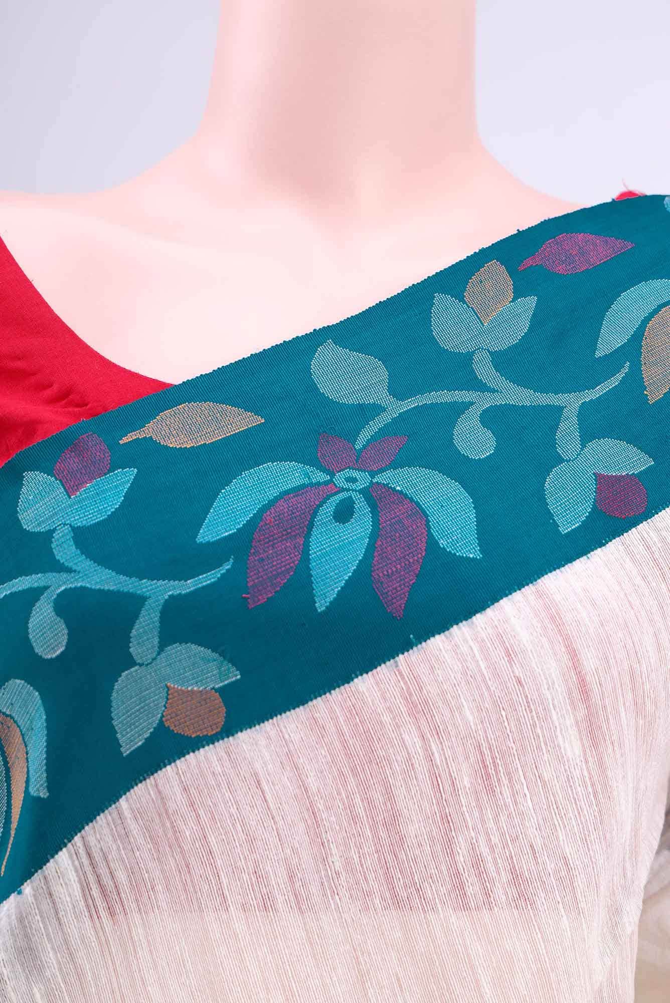 Off White Tussar Silk Saree