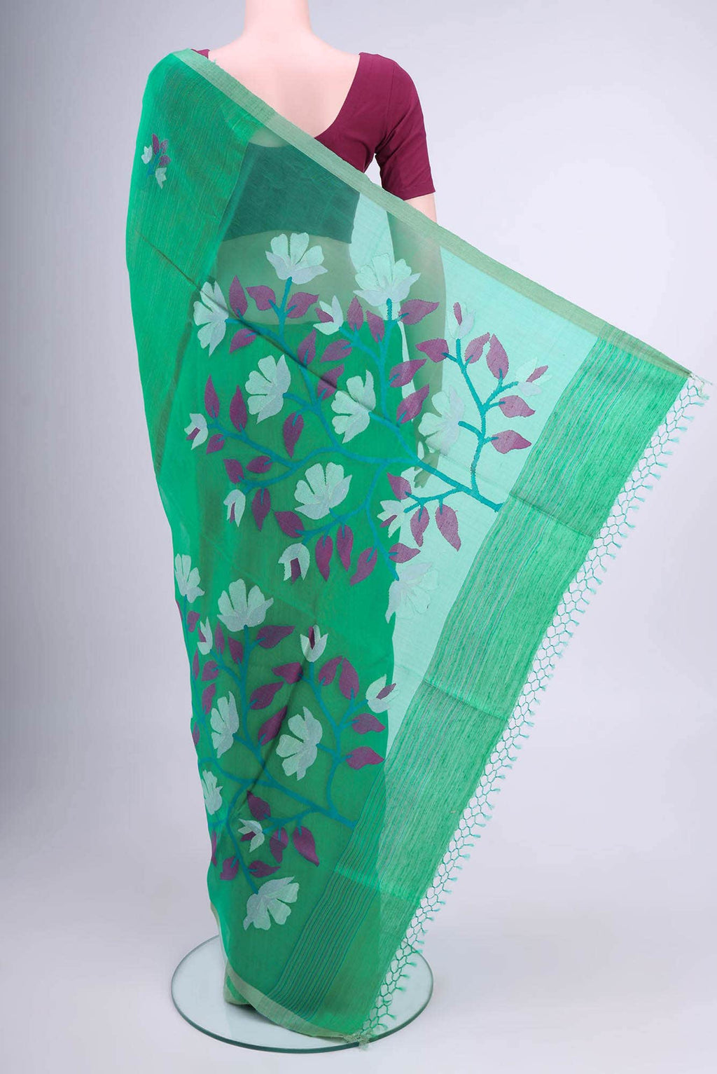 Dark Beige Tussar Silk Saree