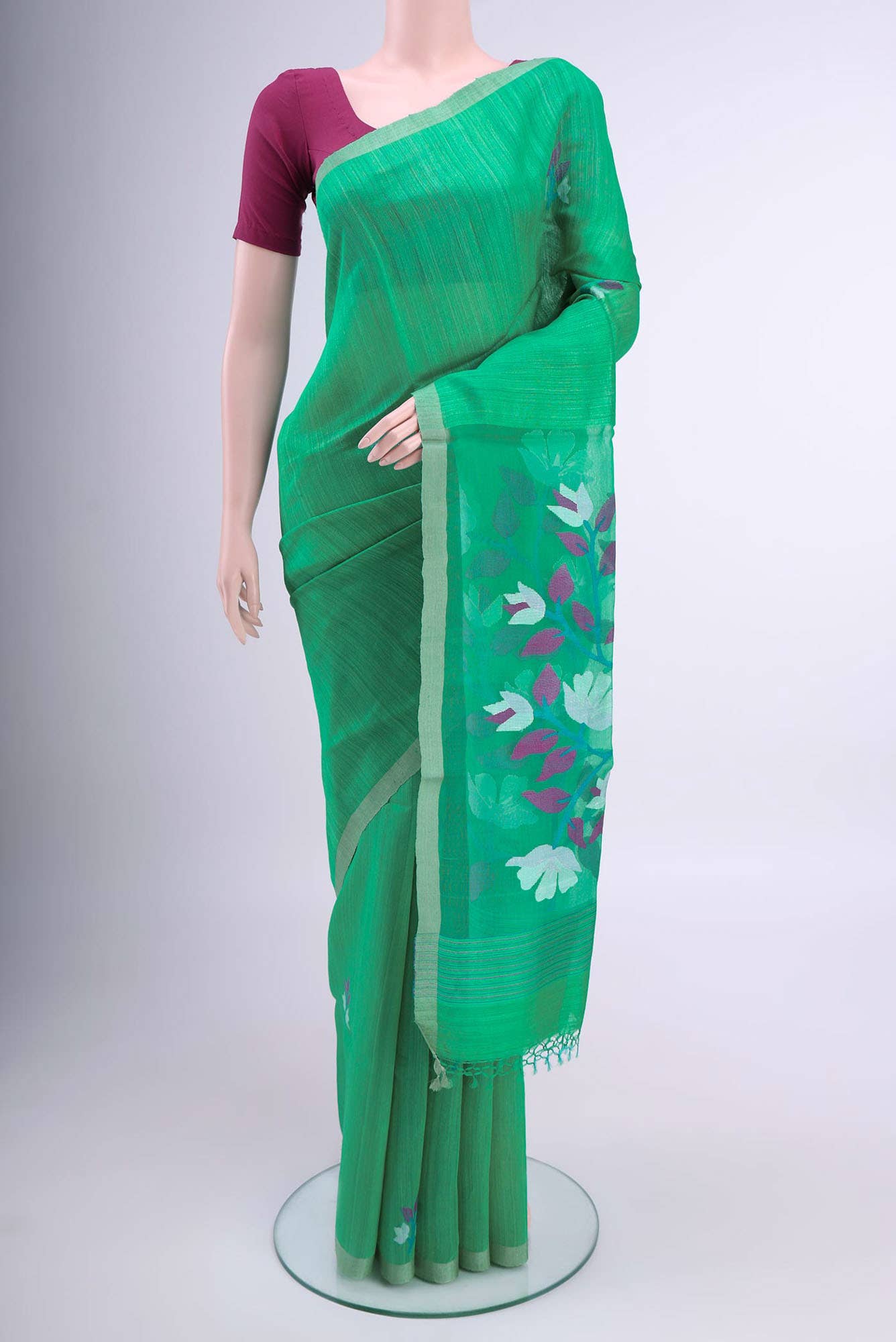 Dark Beige Tussar Silk Saree