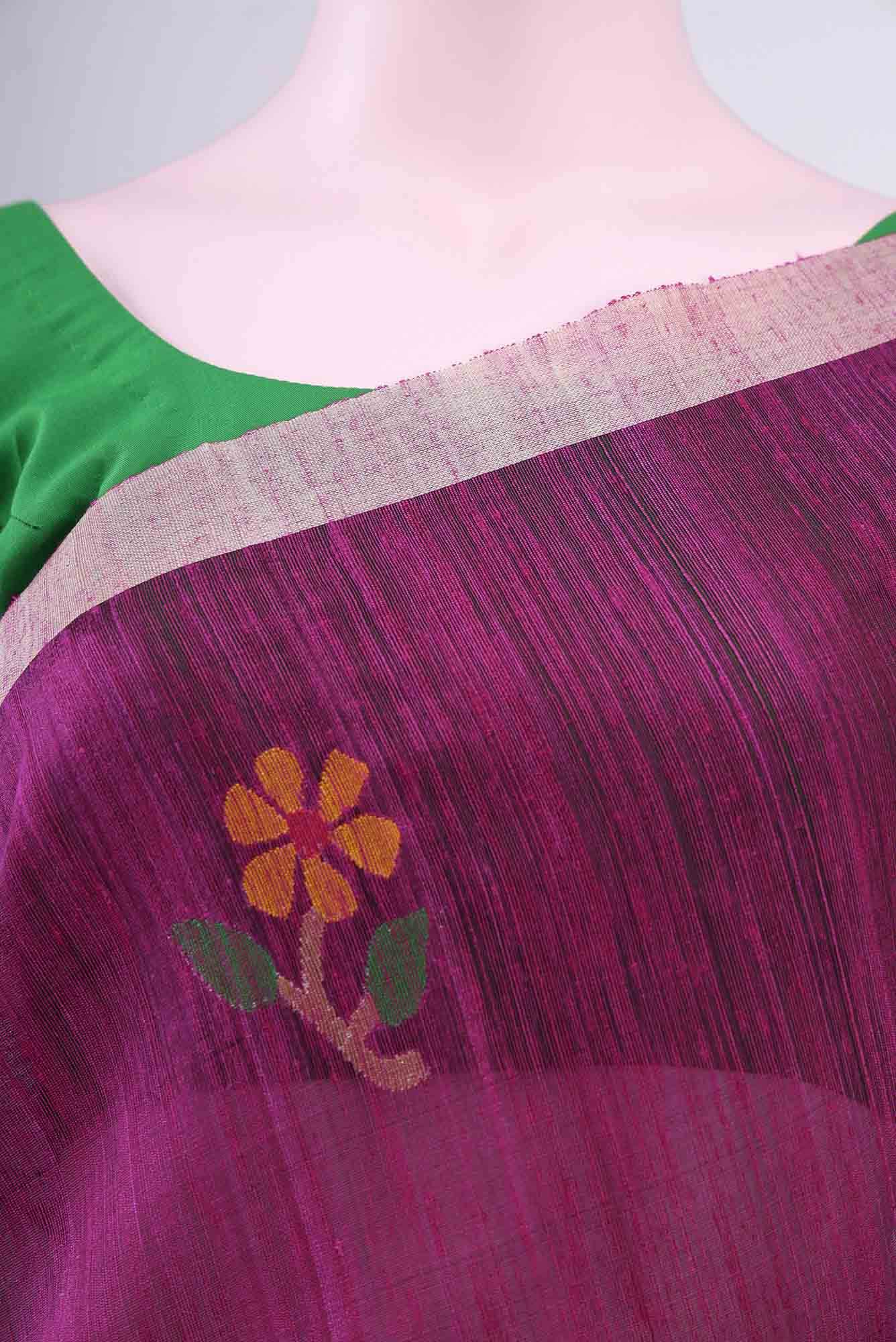 Beige Tussar Silk Saree