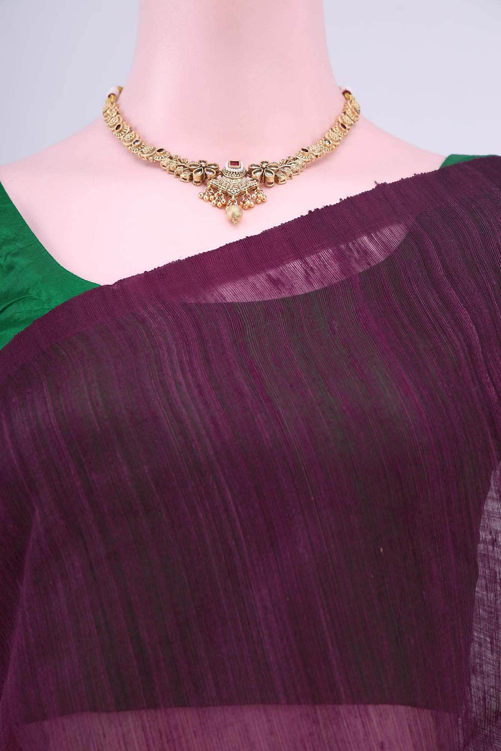 Burgundy Bengal Cotton - Others Saree