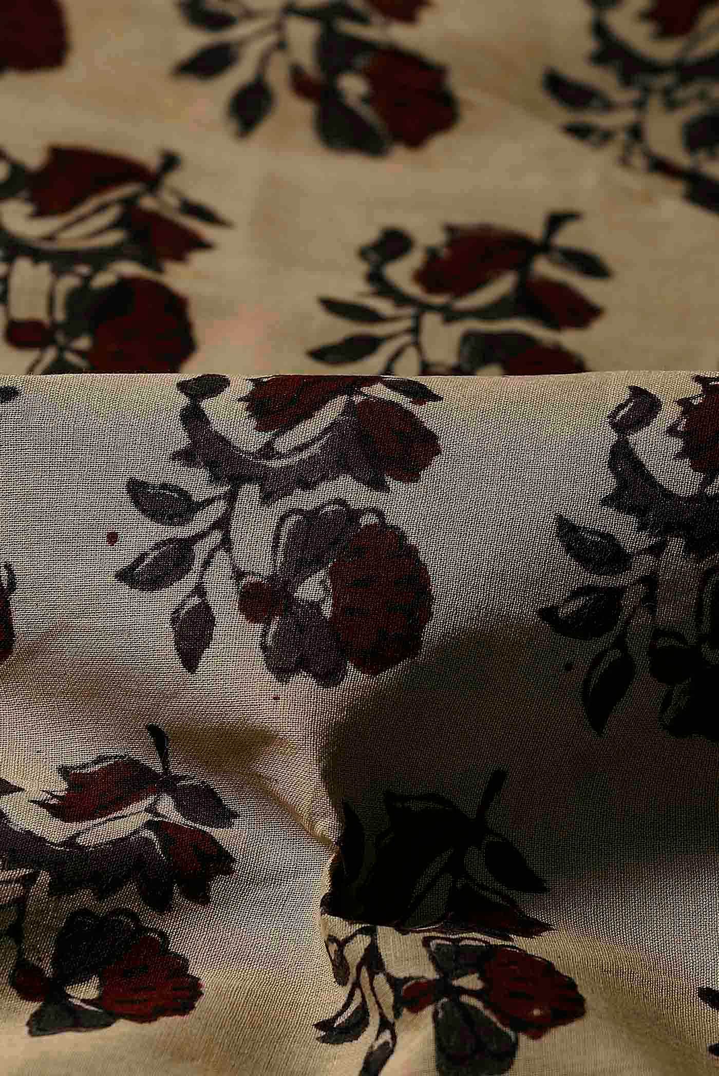 Beige Printed Cotton Saree
