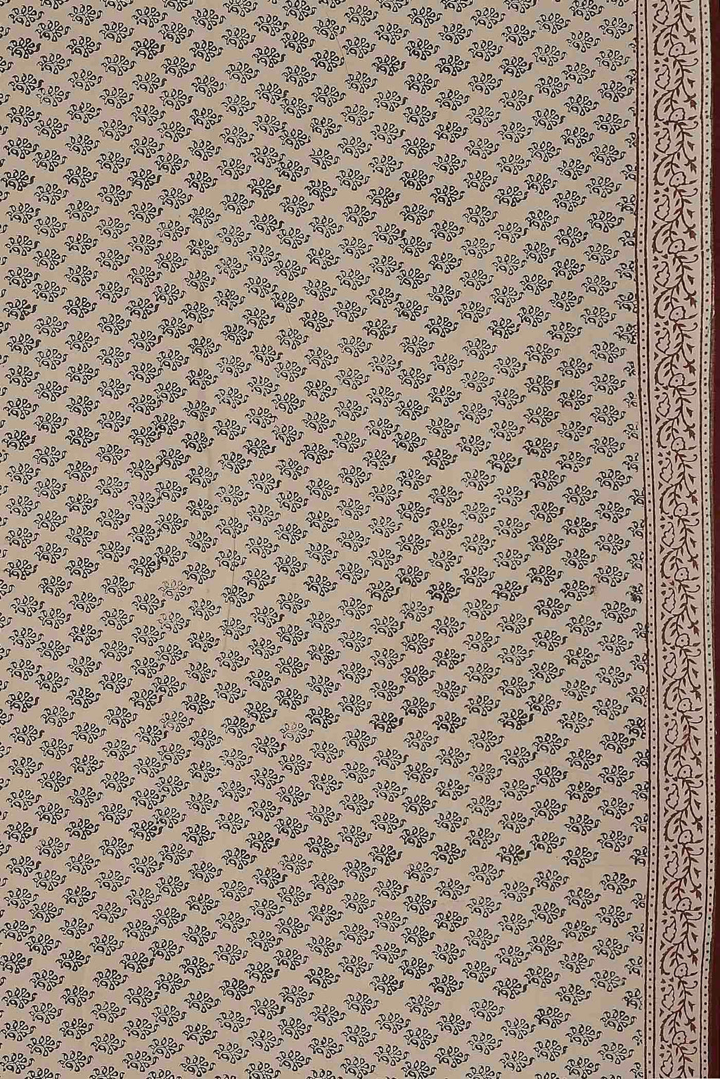 Cream Printed Cotton Saree
