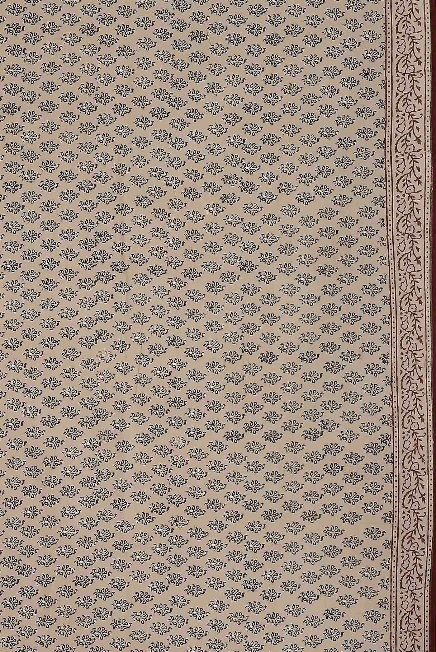 Cream Printed Cotton Saree