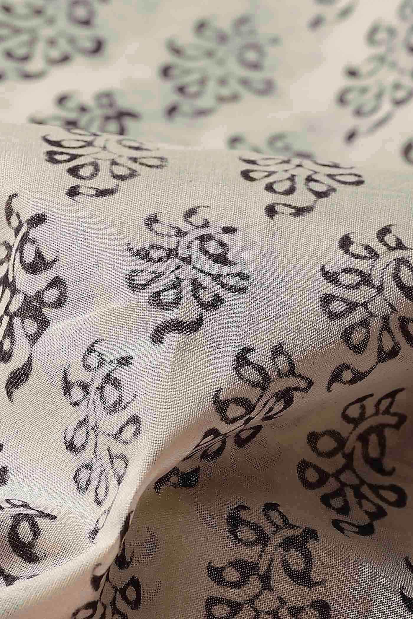 Cream Printed Cotton Saree