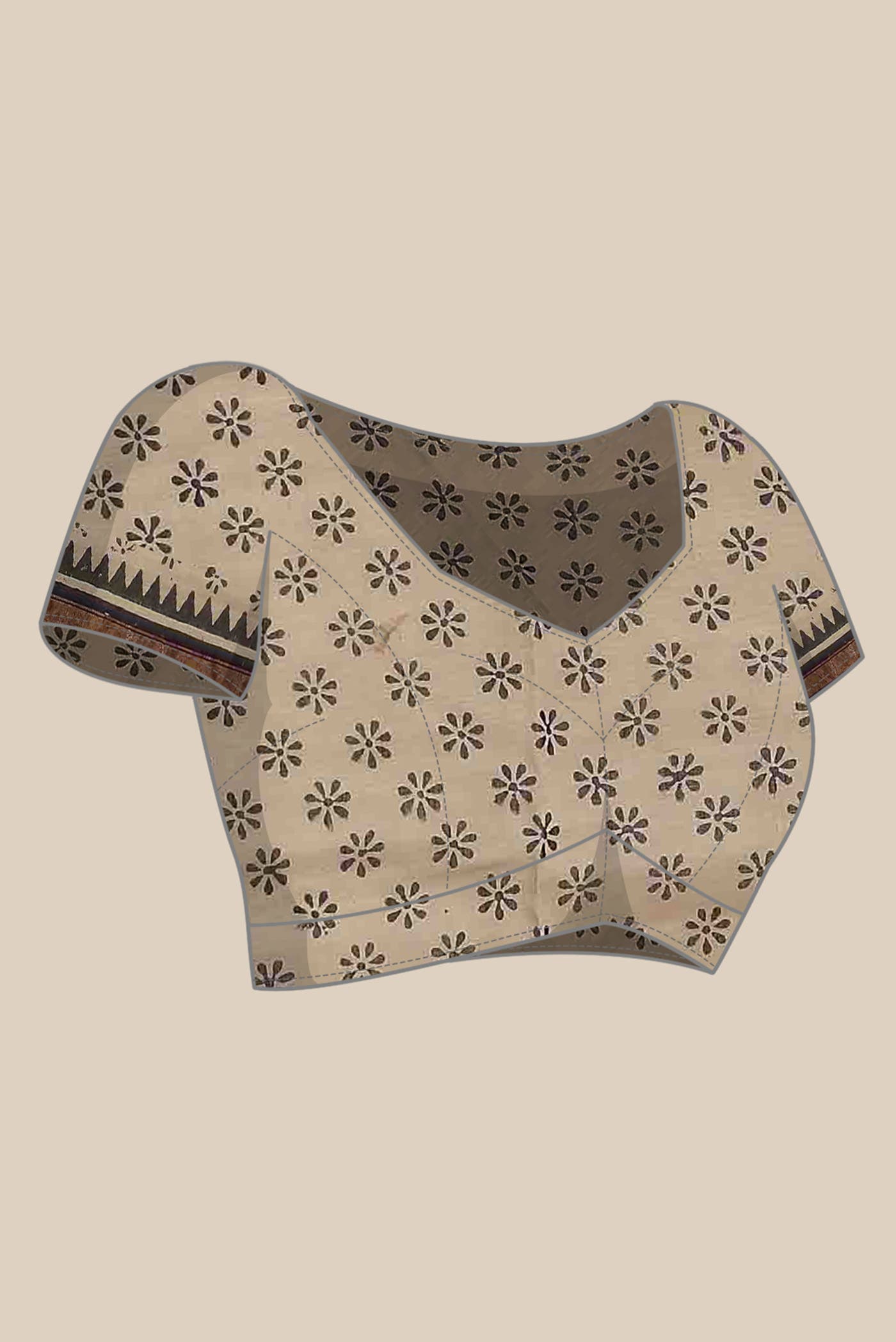 Beige Maheshwari Silk Cotton Saree