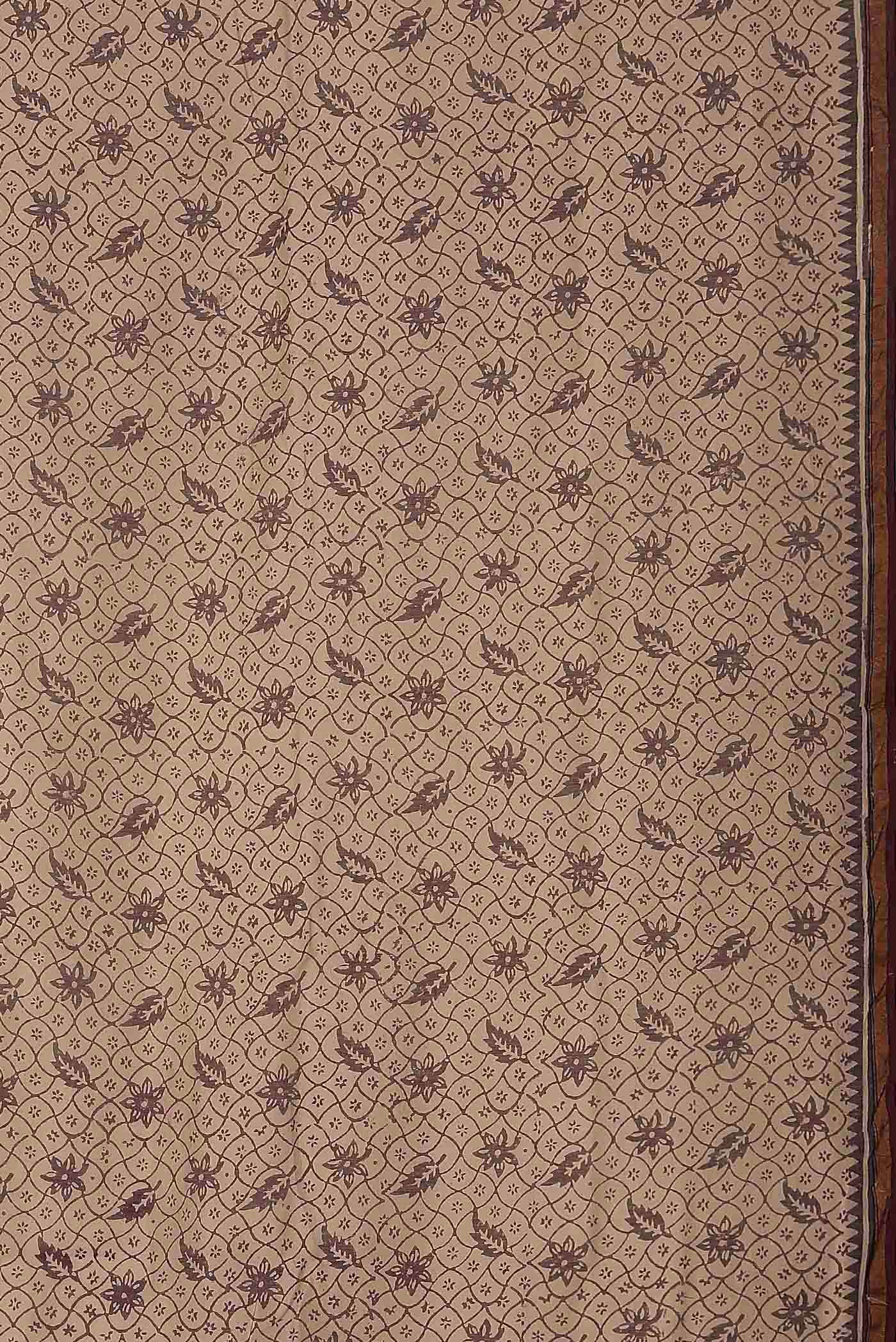 Beige Maheshwari Silk Cotton Saree