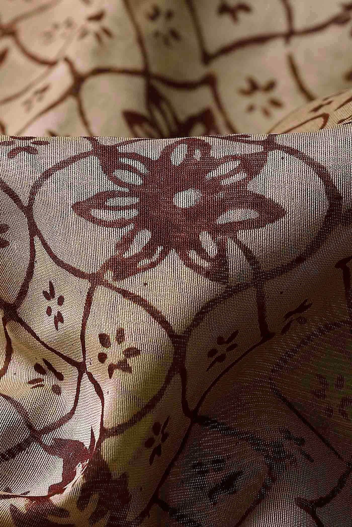 Beige Maheshwari Silk Cotton Saree