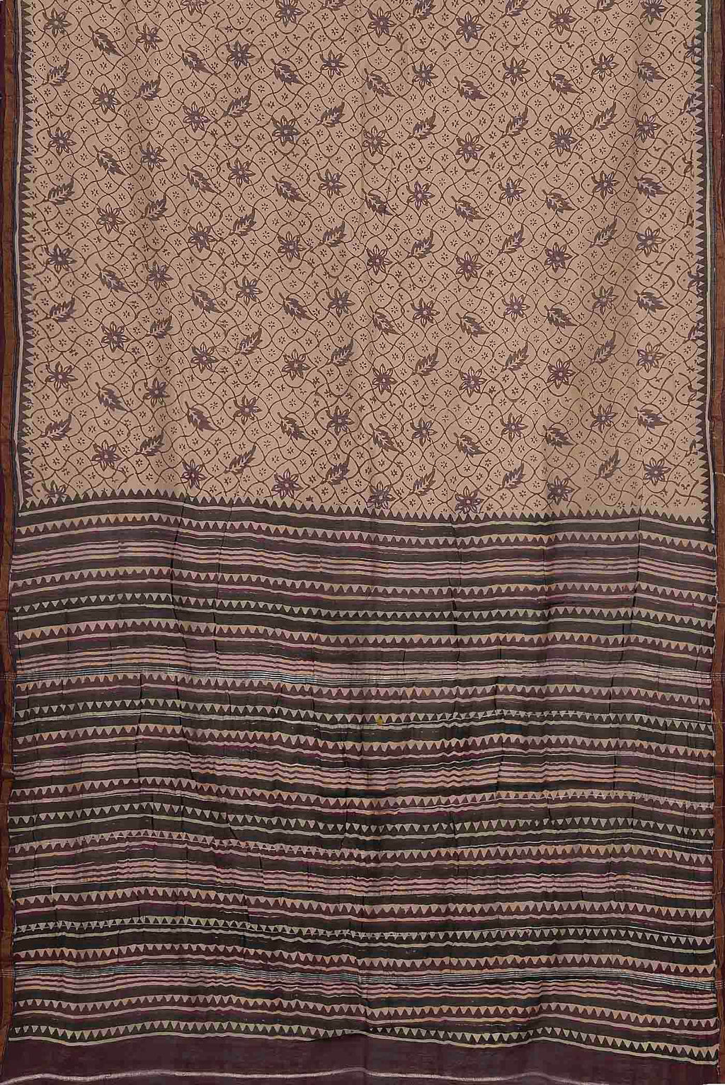 Beige Maheshwari Silk Cotton Saree