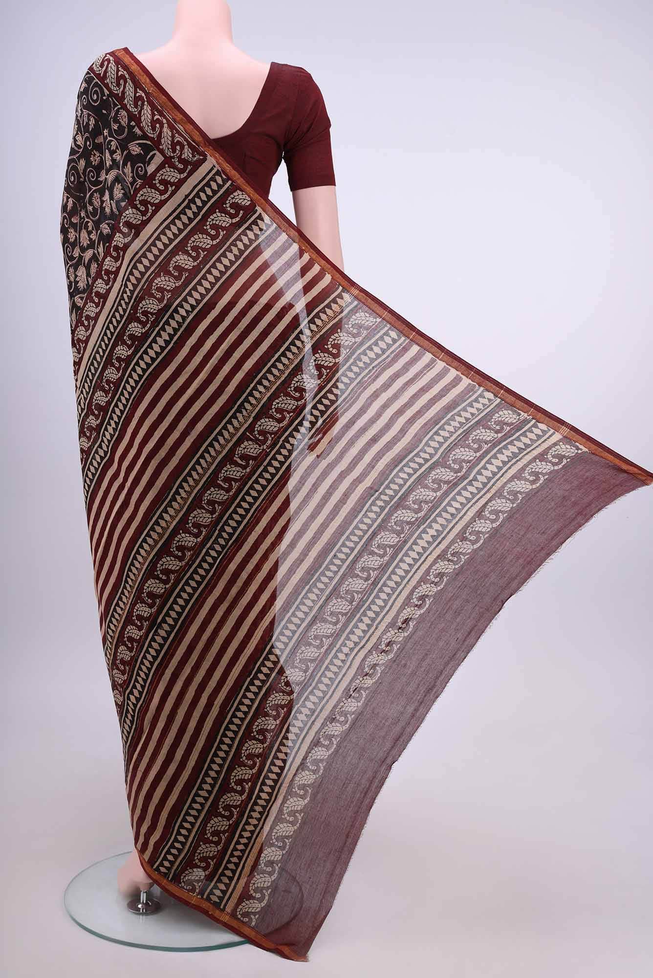 Black Chanderi Silk Saree