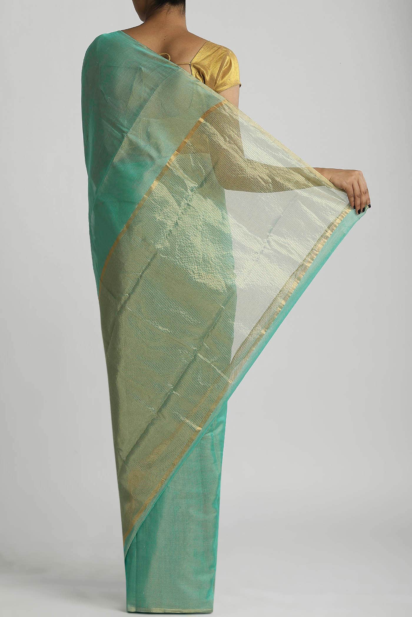 Green Chanderi Silk Cotton Saree