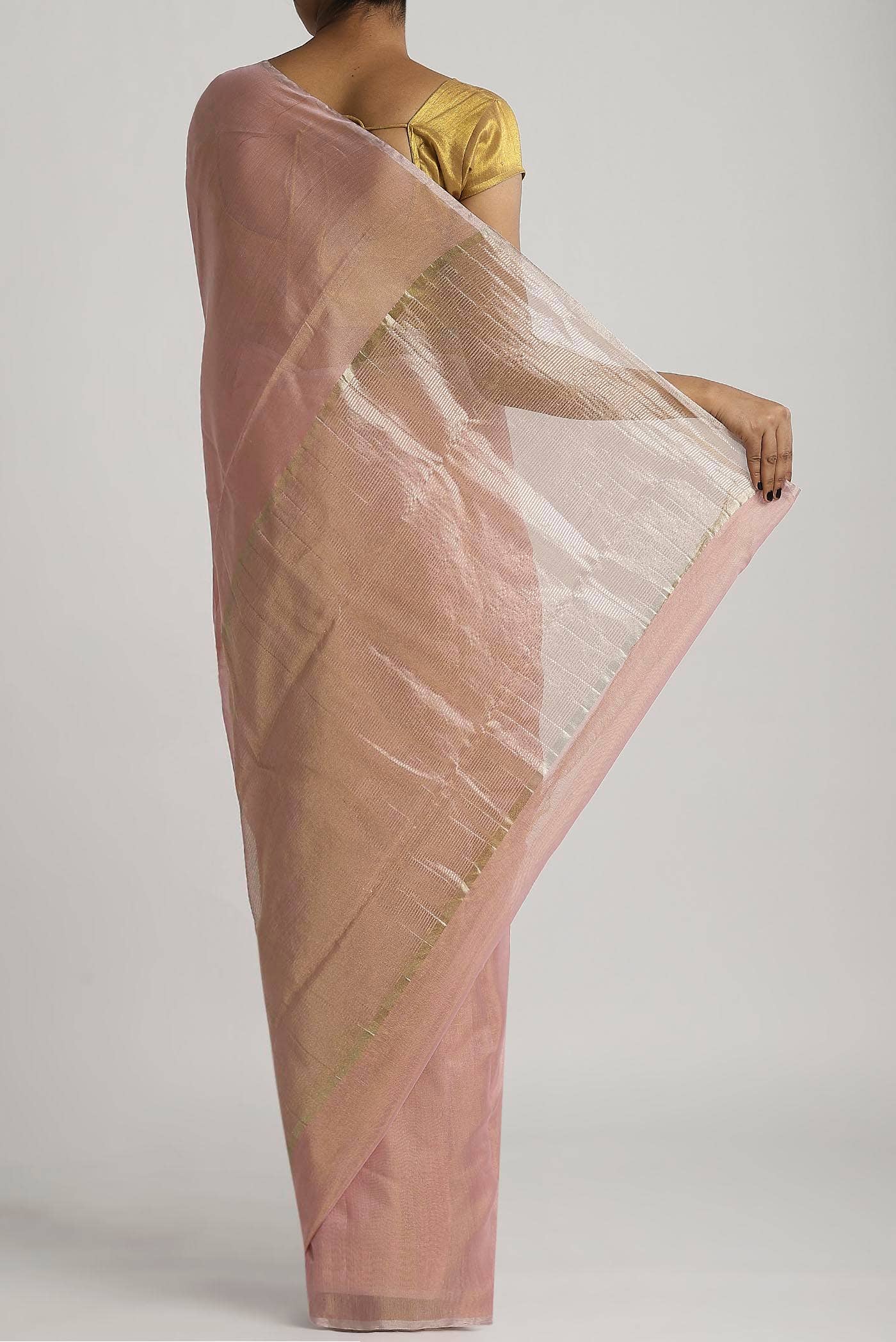 Rose Gold Chanderi Silk Cotton Saree