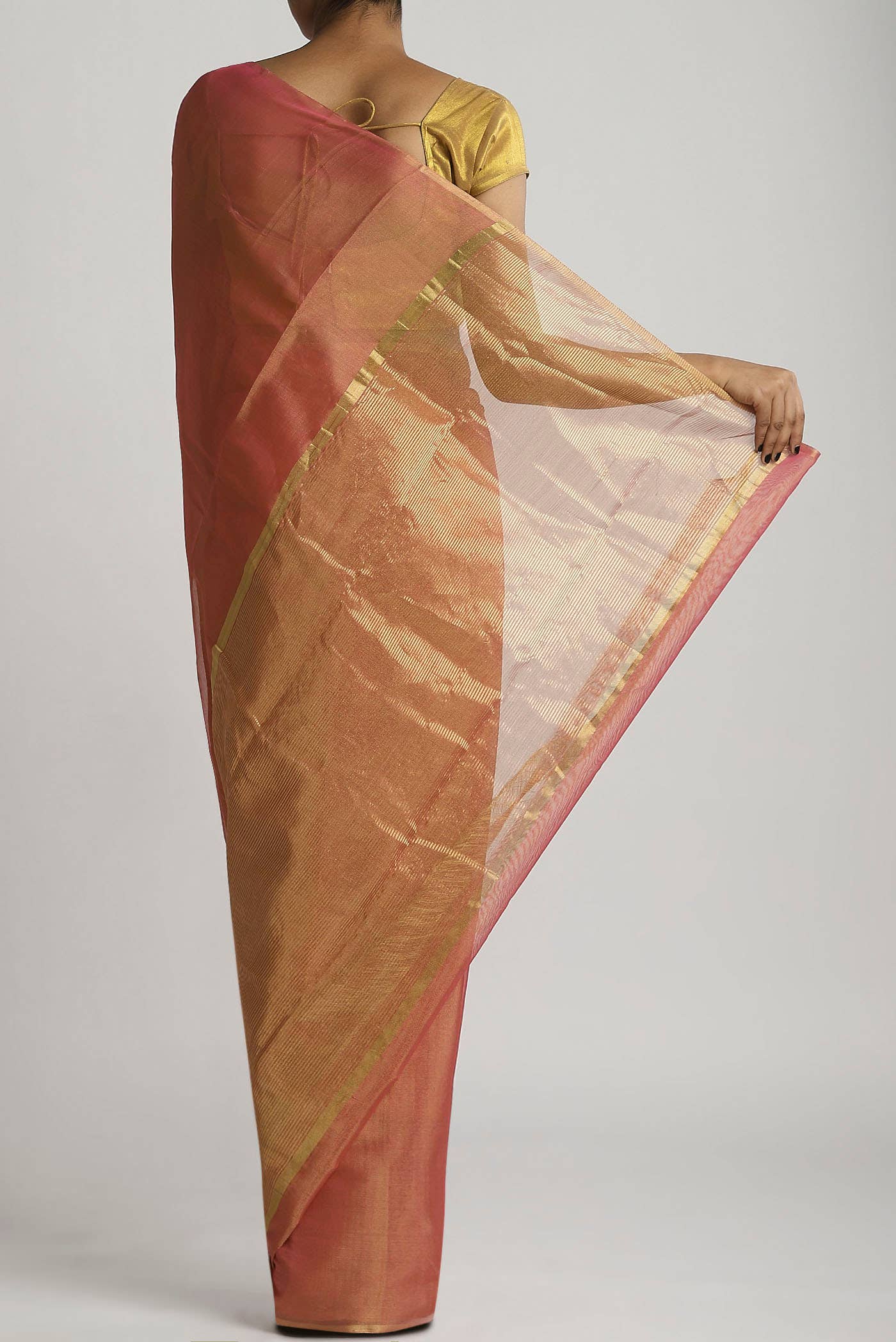 Orange Chanderi Silk Cotton Saree