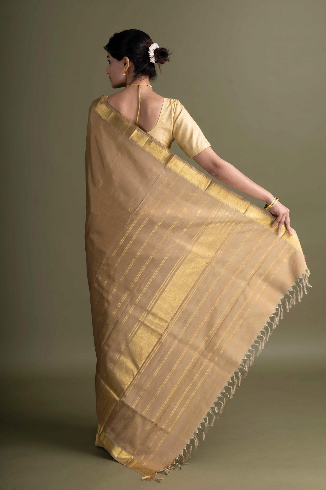 Beige Kanchipuram Saree