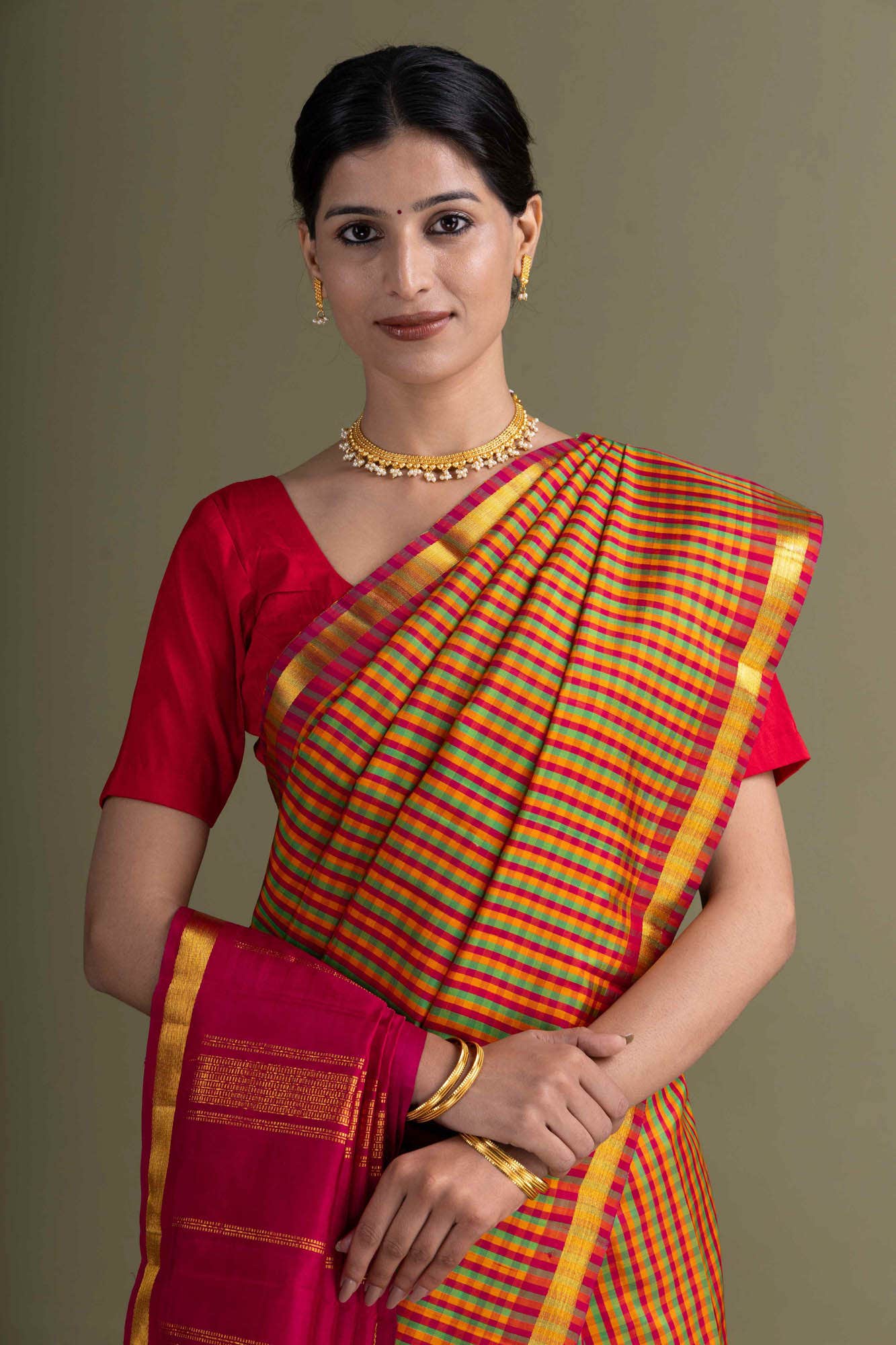 Mustard Kanchipuram Saree