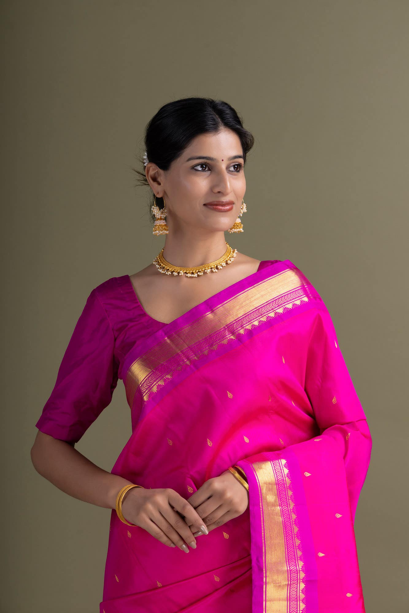 Dark Pink Kanchipuram Saree