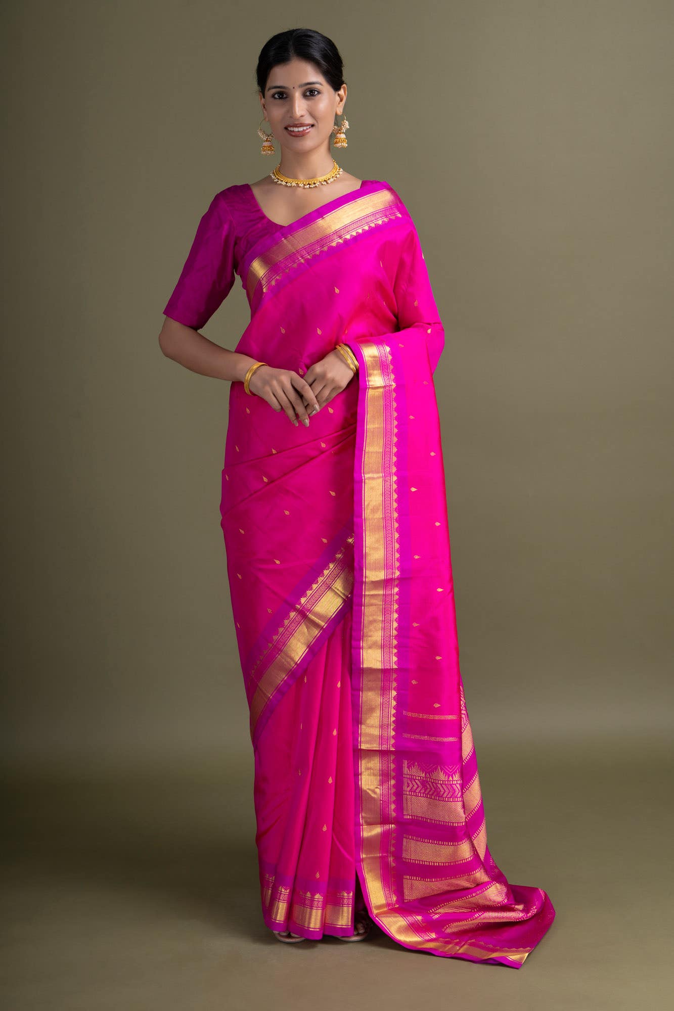 Dark Pink Kanchipuram Saree