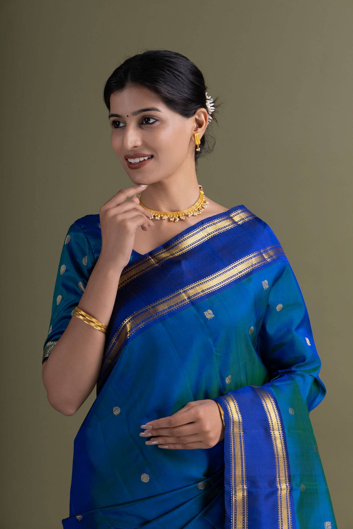 Blue Kanchipuram Saree