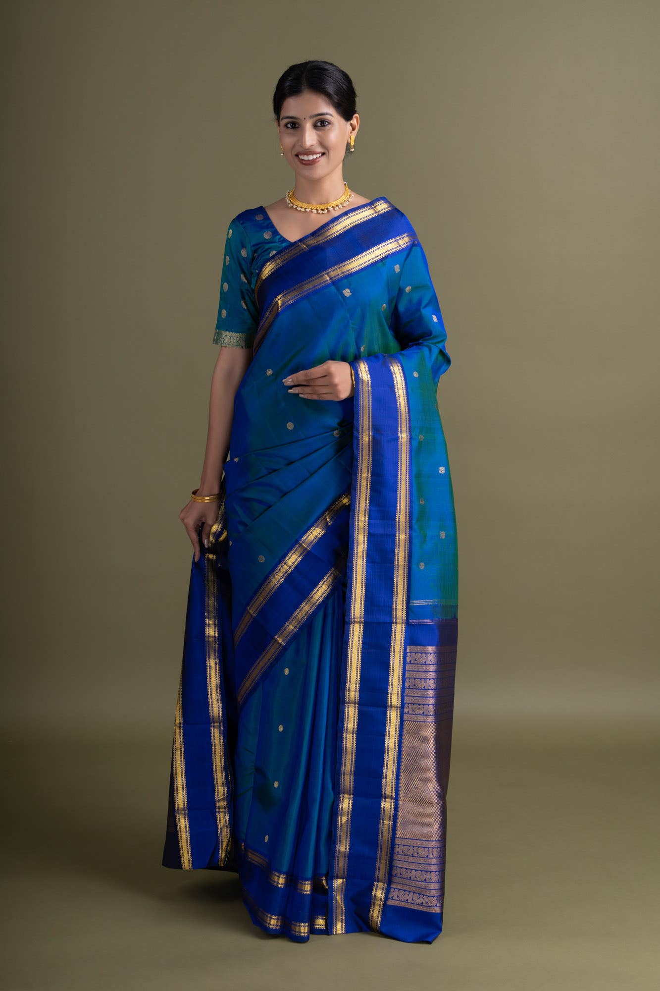 Blue Kanchipuram Saree