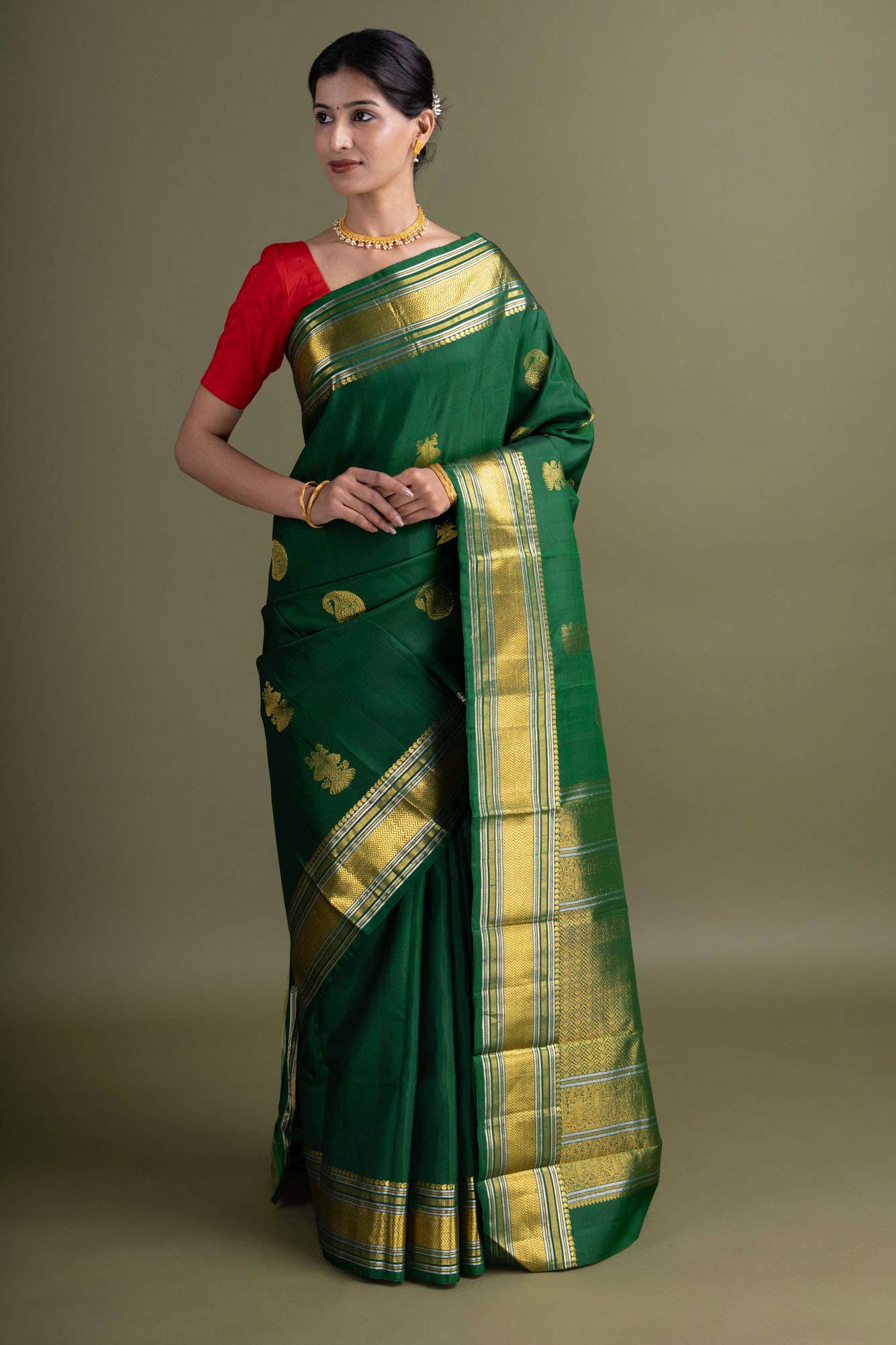 Green Kanchipuram Saree