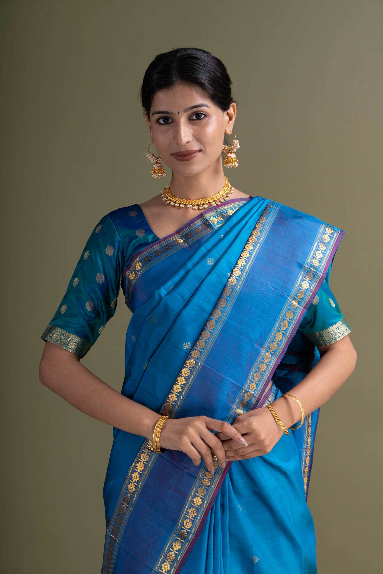 Blue Kanchipuram Saree