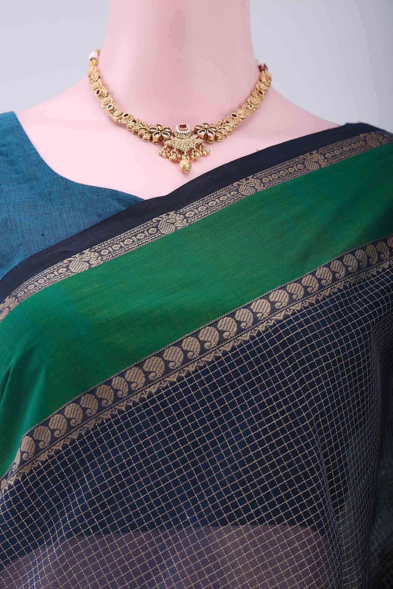 Blue Kanchi Cotton Saree