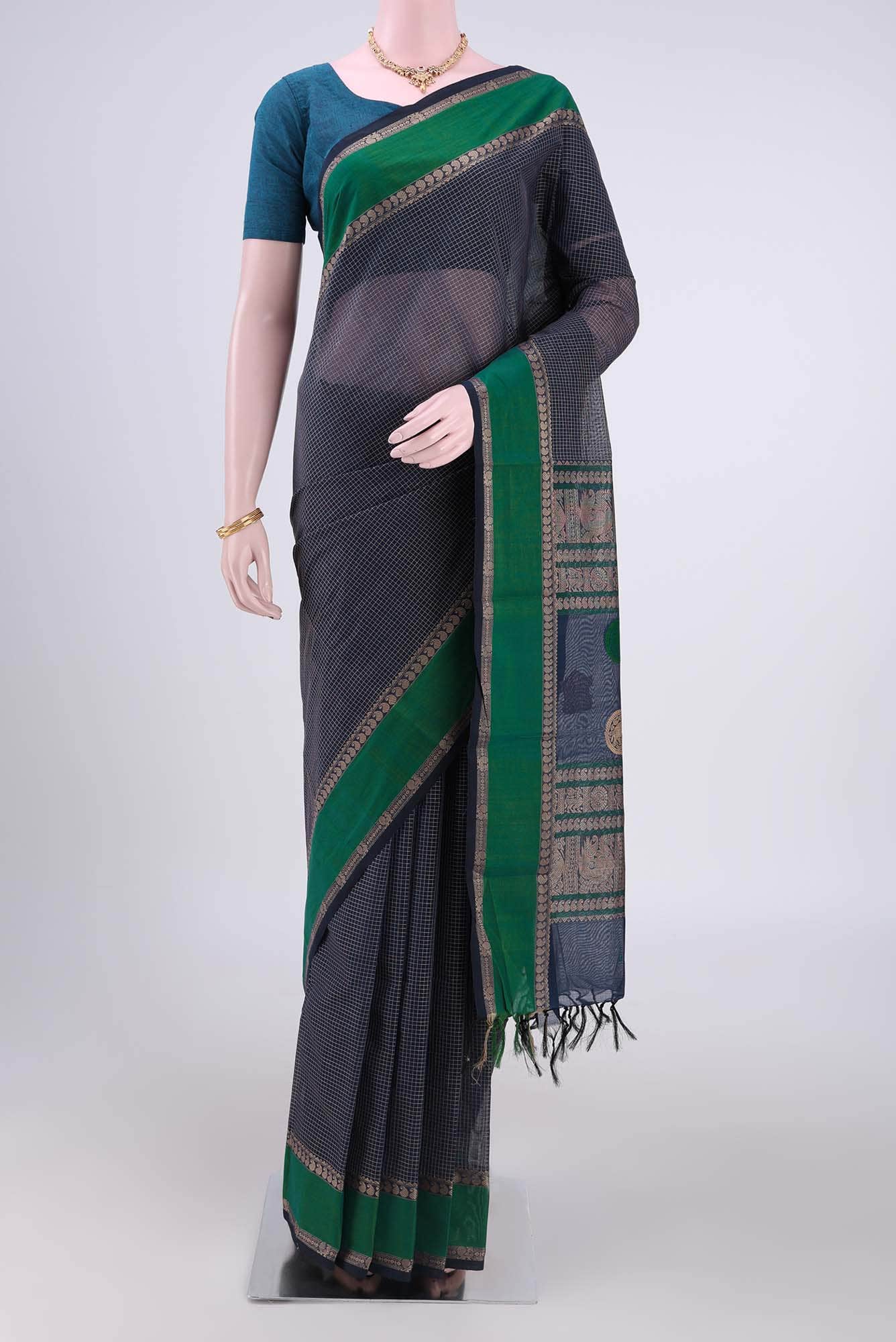 Blue Kanchi Cotton Saree